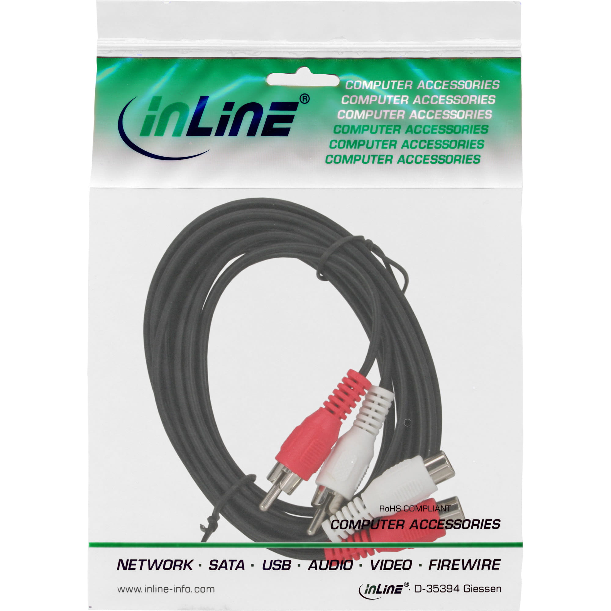 InLine Cinch Verlängerung - 2x Cinch - Stecker / Buchse - 5m