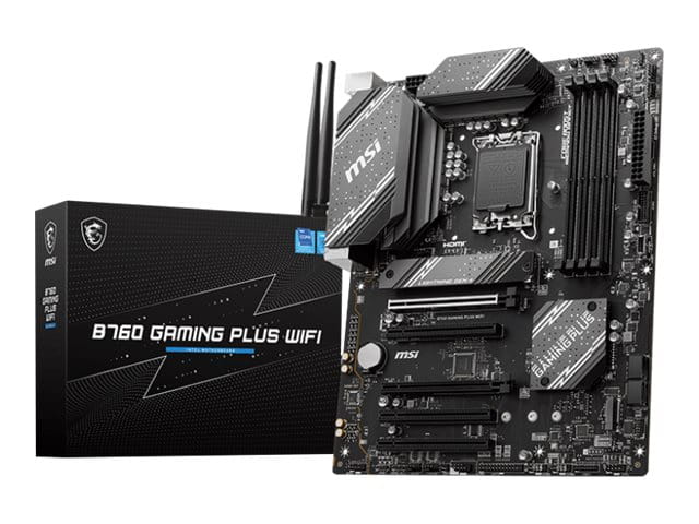 MSI B760 GAMING PLUS WIFI - Motherboard - ATX - LGA1700-Sockel - B760 Chipsatz - USB 3.2 Gen 1, USB 3.2 Gen 2, USB-C 3.2 Gen2 - 2.5 Gigabit LAN, Wi-Fi 6E, Bluetooth - Onboard-Grafik (CPU erforderlich)