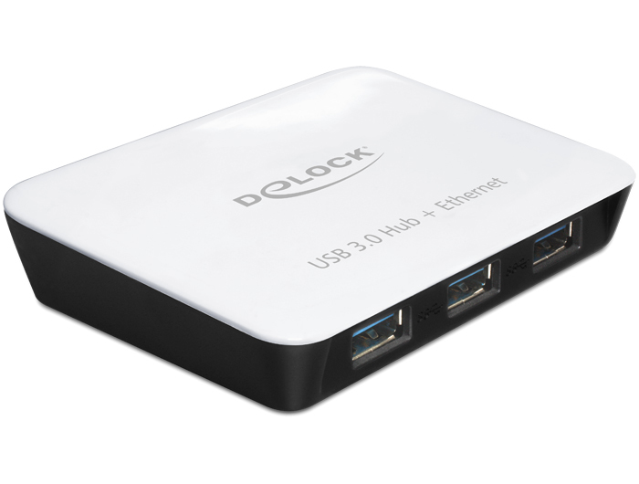 Delock USB 3.0 Hub 3 Port + 1 Port Gigabit LAN 10/100/1000 Mb/s