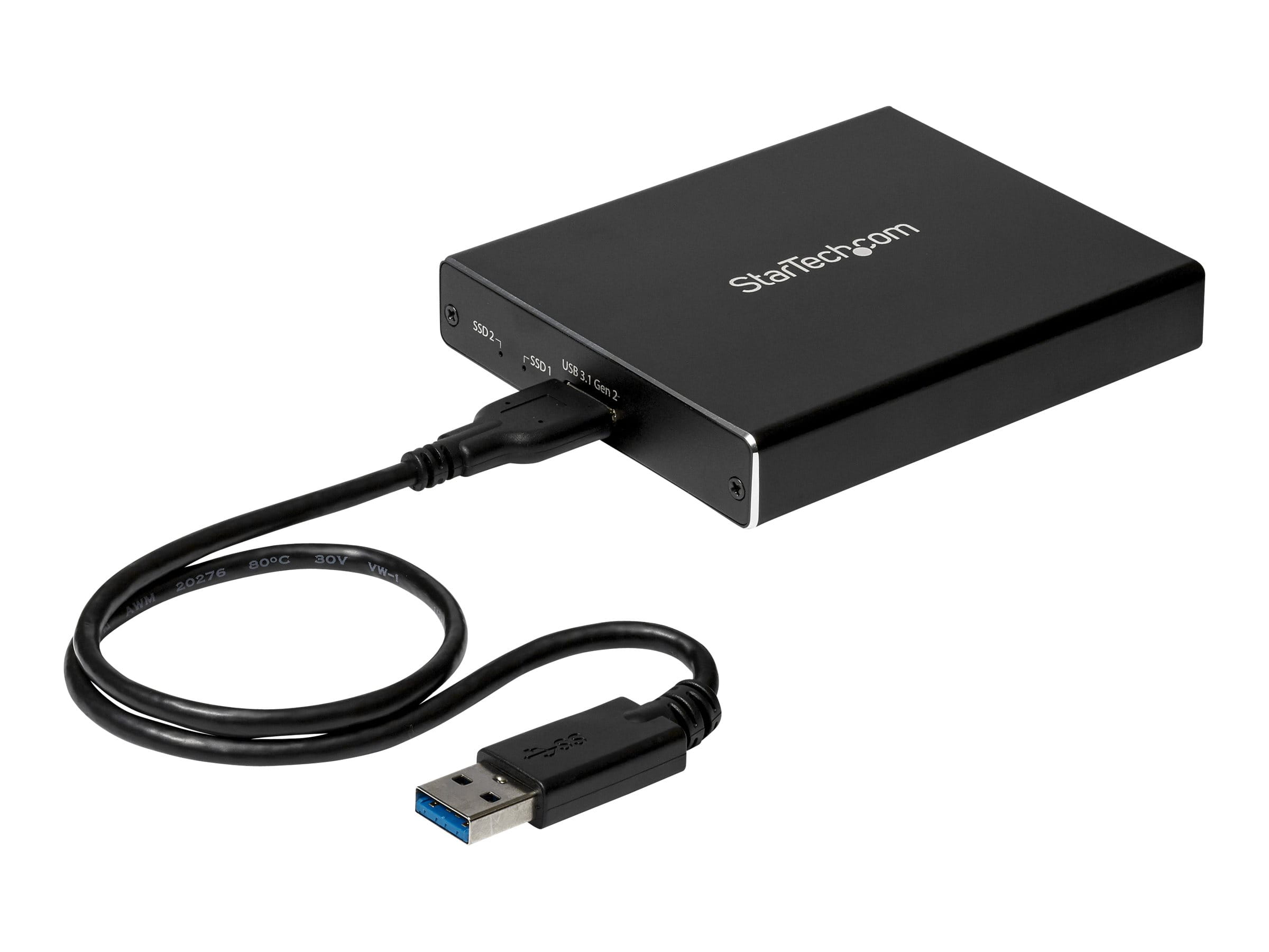 StarTech.com SSD Festplattengehäuse für zwei M.2 Festplatten - USB 3.1 Type C - USB C Kabel - USB 3.1 Case zu 2x M2 Adapter - Flash-Speicher-Array - 2 Schächte - USB 3.1 (extern)