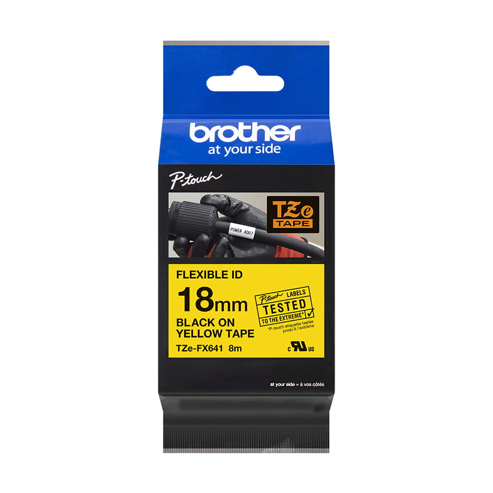 Brother TZe-FX641 - Schwarz auf Gelb - Rolle (1,8 cm x 8 m)