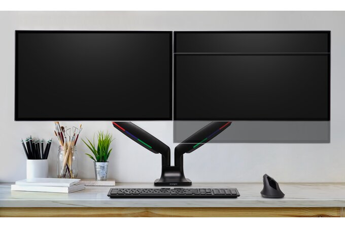 Kensington SmartFit One-Touch Height Adjustable Dual Monitor Arm - Befestigungskit - einstellbarer Arm - für 2 Monitore - Aluminium, Kunststoff, Stahl - Bildschirmgröße: 33-81.3 cm (13"-32")