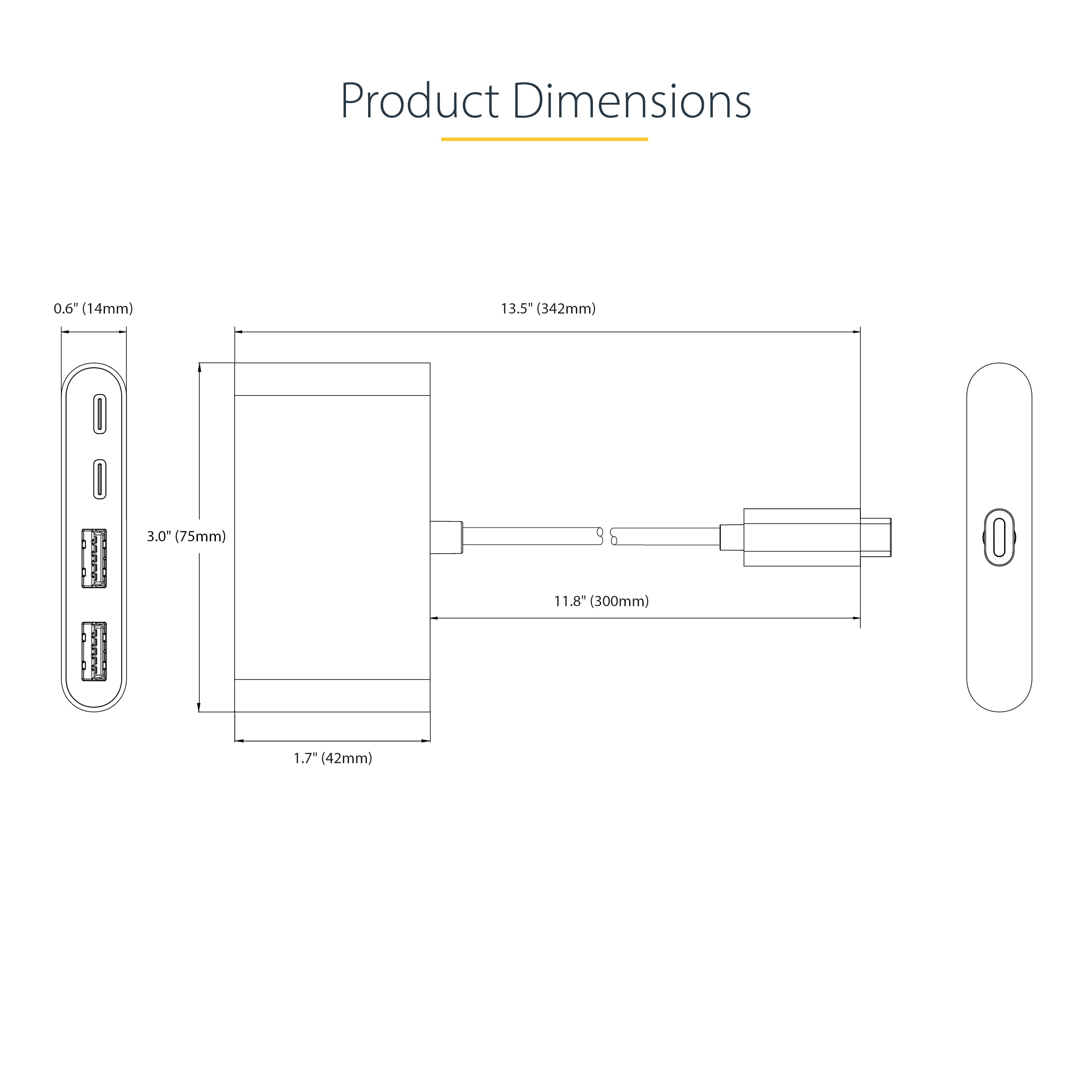 StarTech.com 4-Port USB-C Hub with 100W Power Delivery Pass-Through Charging, 2x USB-A + 2x USB-C, 5Gbps, USBC Hub w/ 1ft (30cm)