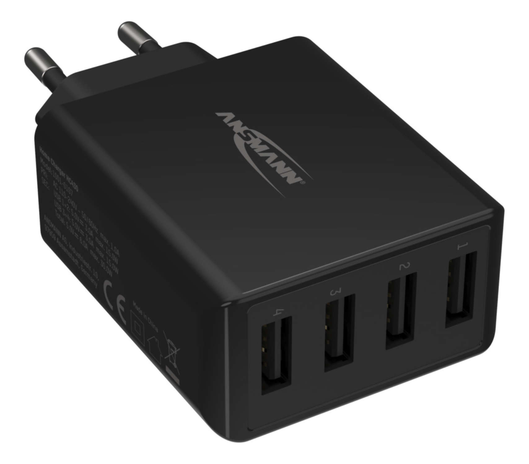 Ansmann Home Charger HC430 - Netzteil - 30 Watt - 6 A - 4 Ausgabeanschlussstellen (4 x USB)