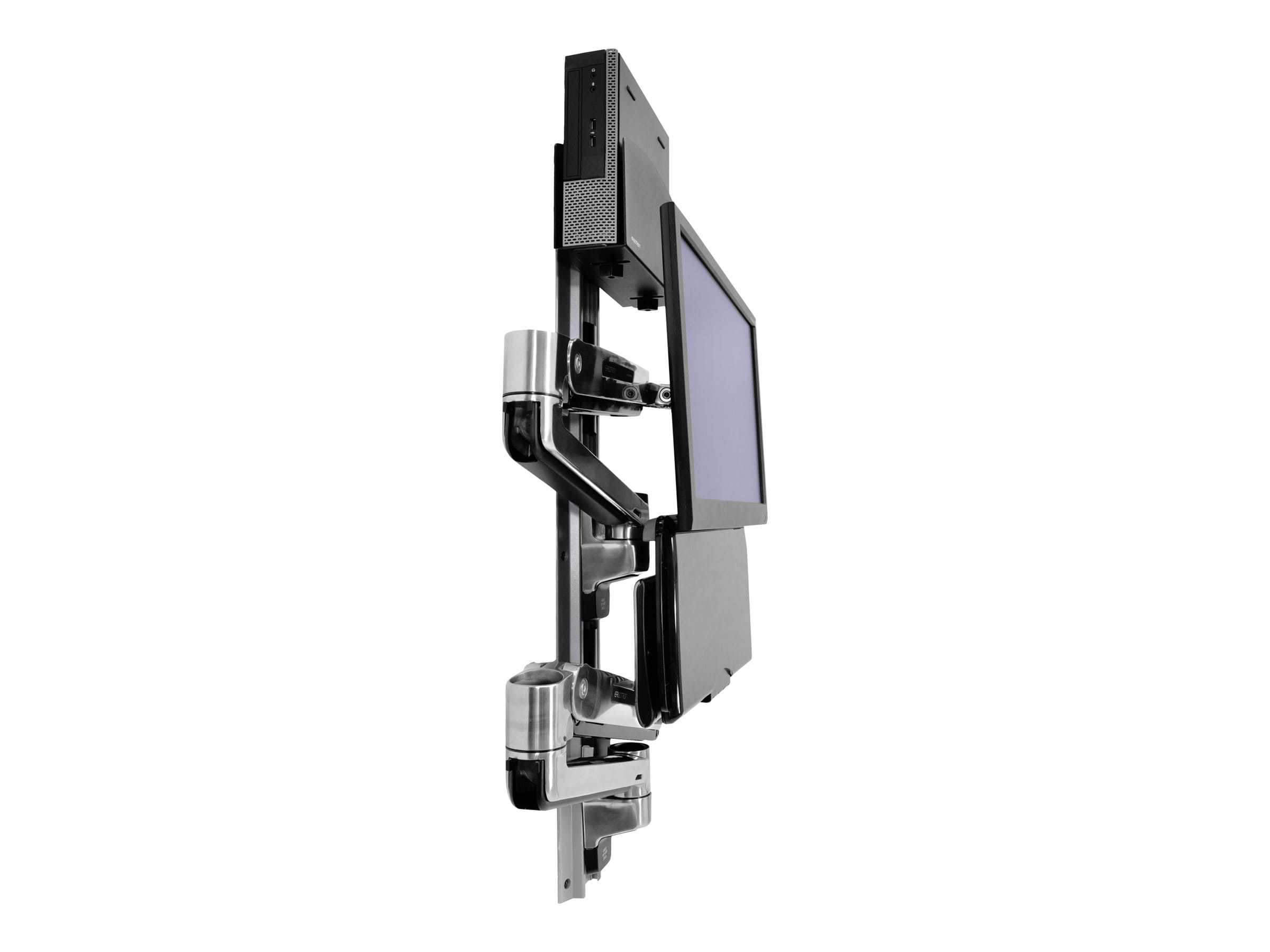 Ergotron LX Wall Mount System with Small CPU Holder - Systemeinheit-/Monitor-/Tastatur-Montagekit - Sitz-Steh - geeignet für Wandmontage - bis zu 106,7 cm (bis zu 42 Zoll)