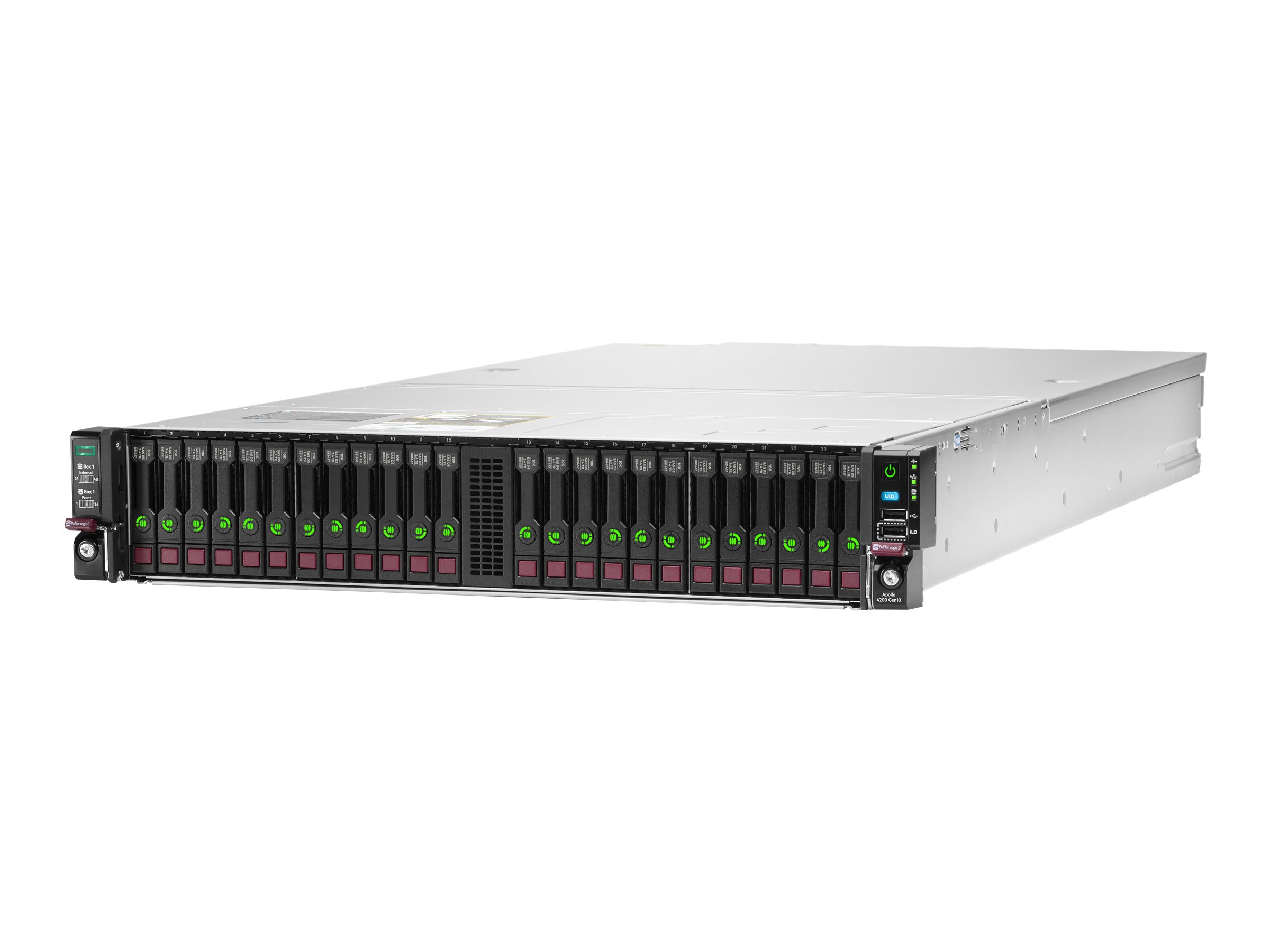 HPE Apollo 4200 Gen10 - Server - Rack-Montage - zweiweg - keine CPU - RAM 0 GB - SAS - Hot-Swap 6.4 cm (2.5") HPE Apollo 4200 Gen10 - Server - Rack-Montage - zweiweg - keine CPU - RAM 0 GB - SAS - Hot-Swap 6.4 cm (2.5")