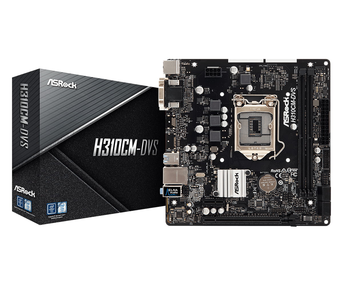 ASRock H310CM-DVS - Motherboard - micro ATX - LGA1151 Socket - H310 Chipsatz - USB 3.1 Gen 1 - Gigabit LAN - Onboard-Grafik (CPU erforderlich)