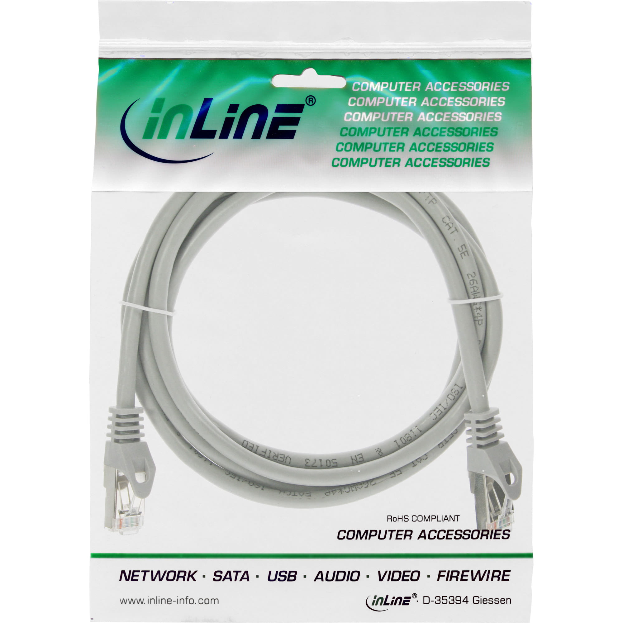 InLine Patchkabel - F/UTP - Cat.5e - grau - 0,5m