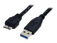 StarTech.com 0,5m USB 3.0 A auf Micro B Kabel - St/St - Schwarz - 50cm SuperSpeed USB 3.0 Anschlusskabel - Stecker / Stecker - USB-Kabel - Micro-USB Typ B (M)