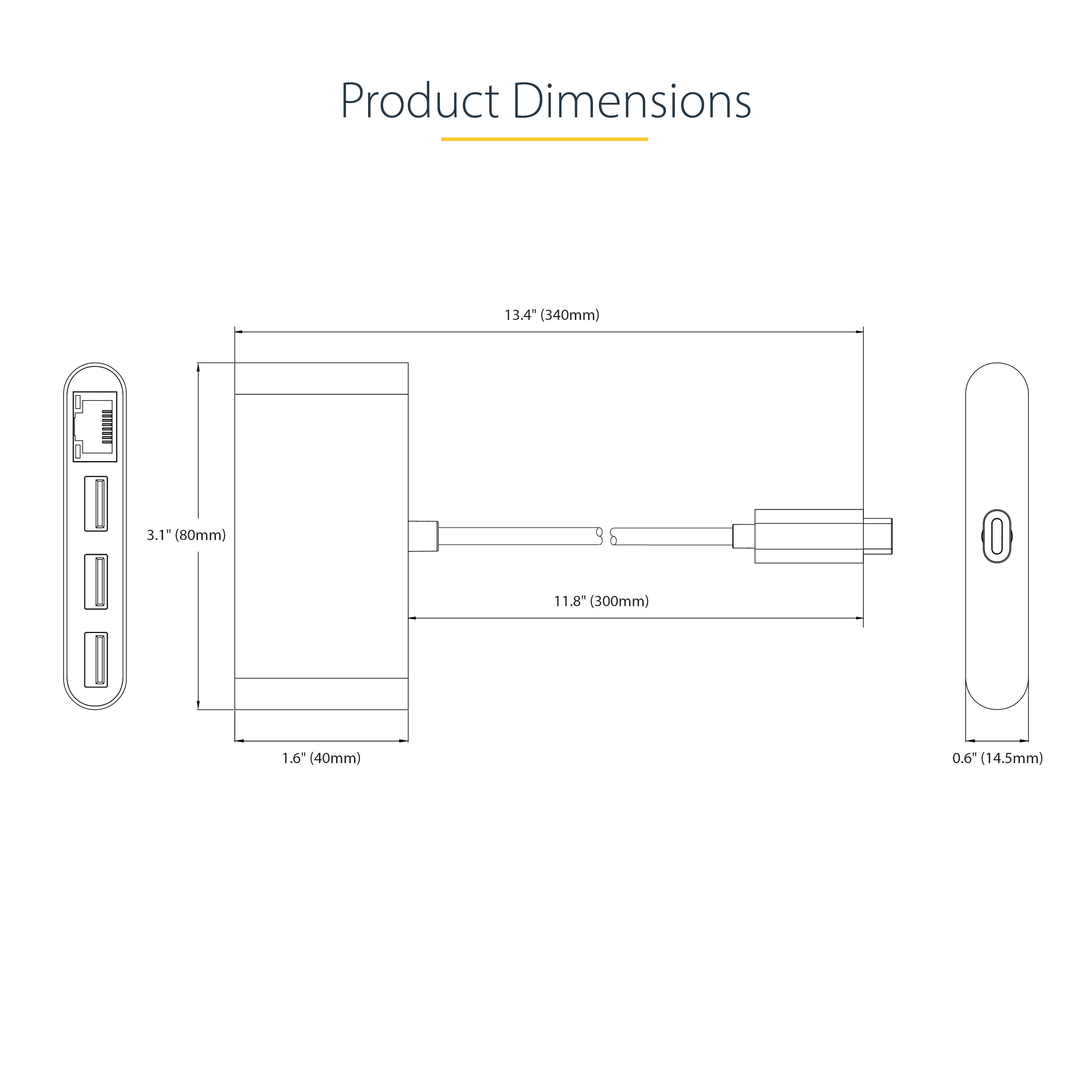 StarTech.com 3-Port USB-C Hub with Ethernet, 3x USB-A Ports, Gigabit Ethernet, USB 3.0 5Gbps, Bus-Powered, USB Type-C Hub w/ GbE and 1ft/30cm Long Cable, Portable USB-C to USB-A Laptop Hub - USB Expansion Hub (HB30C3A1GEA2)