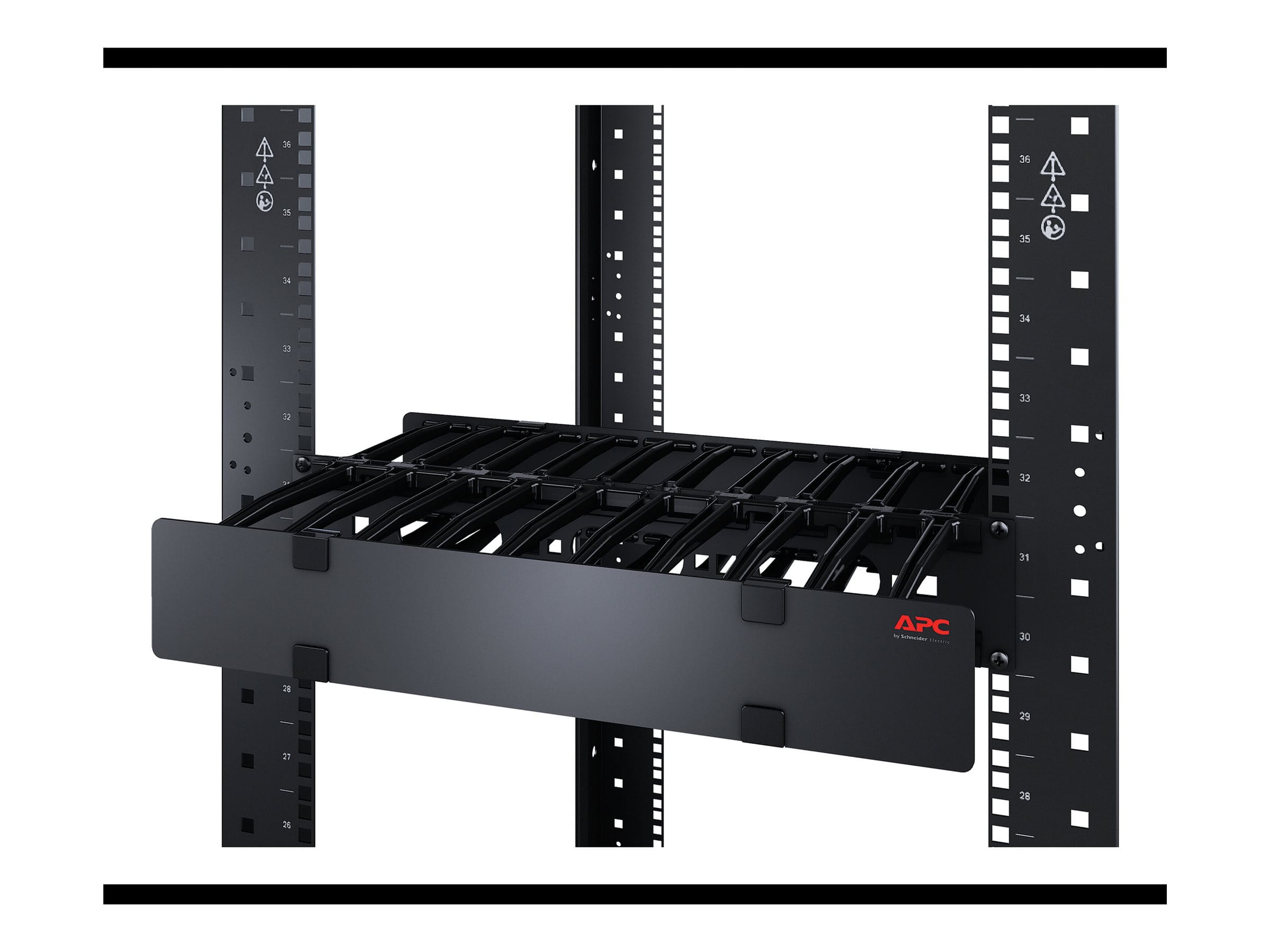 APC Horizontal Cable Manager Single-Sided with Cover - Rack - Kabelführungssatz - Schwarz - 2U - 48.3 cm (19")