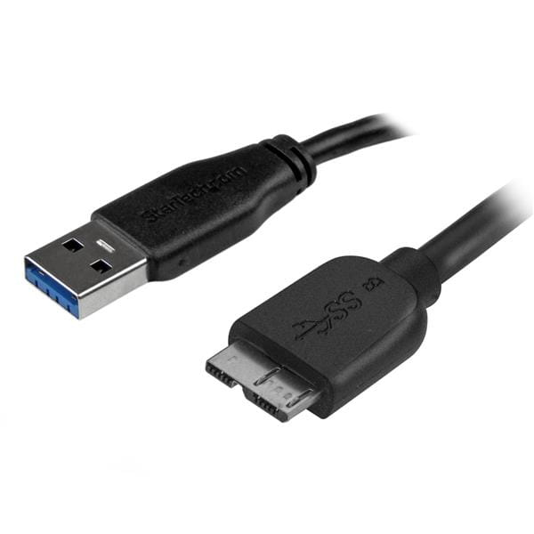 StarTech.com 2m schlankes SuperSpeed USB 3.0 A auf Micro B Kabel - St/St - USB 3.0 Anschlusskabel - Schwarz - USB-Kabel - Micro-USB Typ B (M)