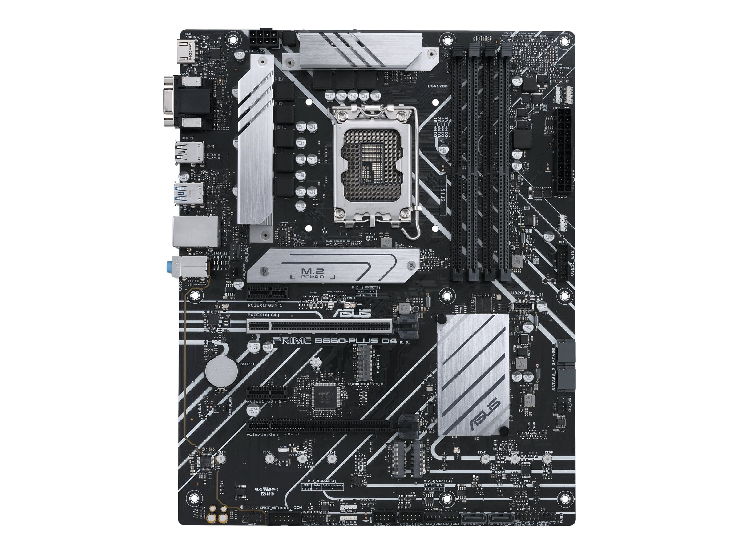 ASUS PRIME B660-PLUS D4 - Motherboard - ATX - LGA1700-Sockel - B660 Chipsatz - USB-C 3.2 Gen 2x2, USB 3.2 Gen 2, USB 3.2 Gen 1, USB-C 3.2 Gen 1 - 2.5 Gigabit LAN - Onboard-Grafik (CPU erforderlich)