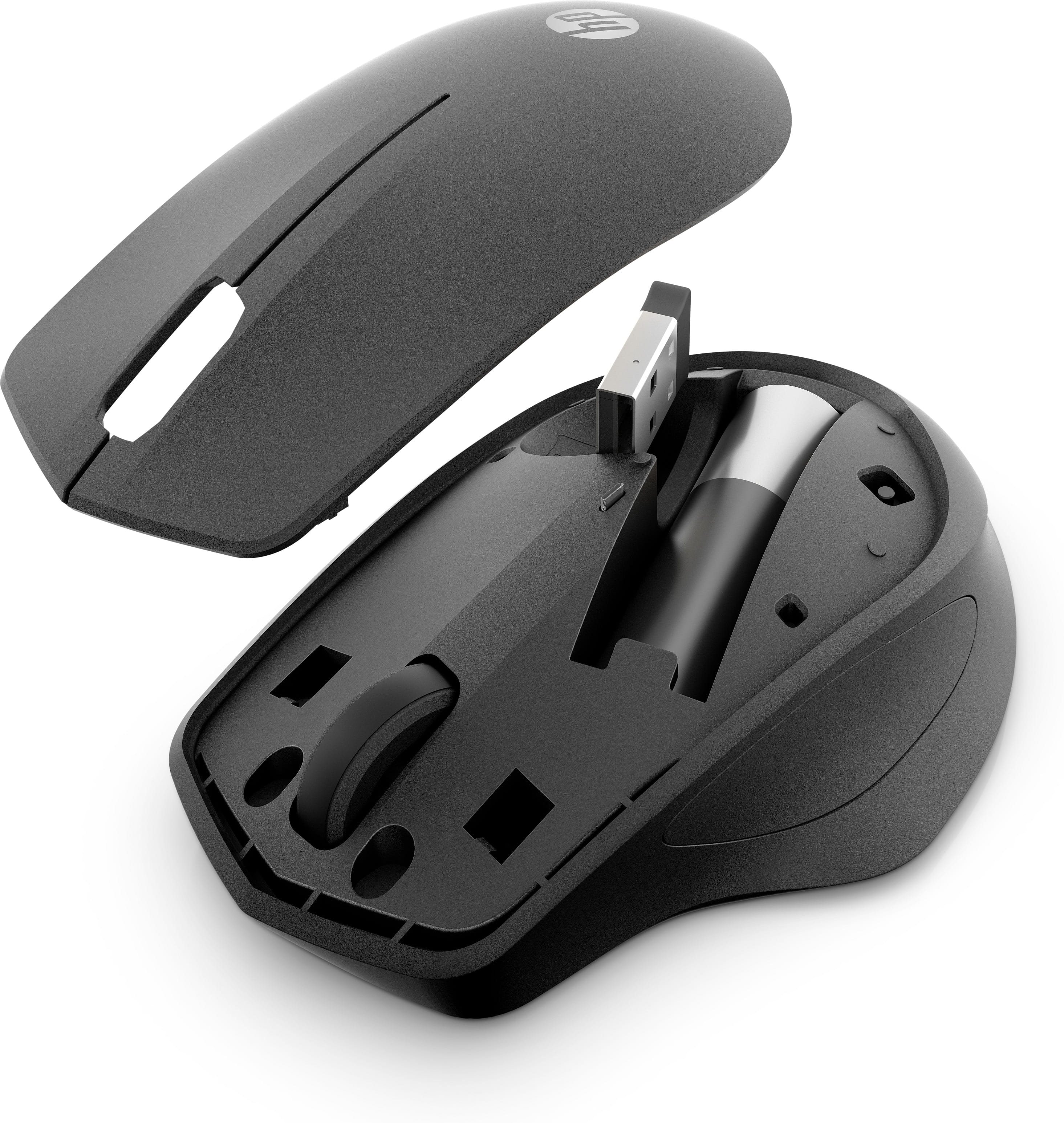 HP 285 Silent - Maus - ergonomisch - optisch - kabellos - 2.4 GHz - kabelloser Empfänger (USB)