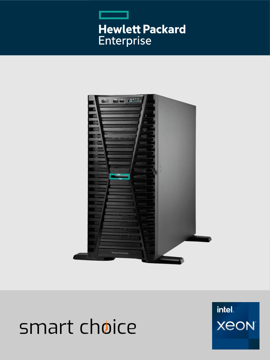 HPE ProLiant ML110 Gen11 - Server - Tower - 1 x Xeon Bronze 3508U / 2.1 GHz - RAM: 32 GB - 2x 2TB SATA - Netzteil 2x 1000W (Smart Choice)