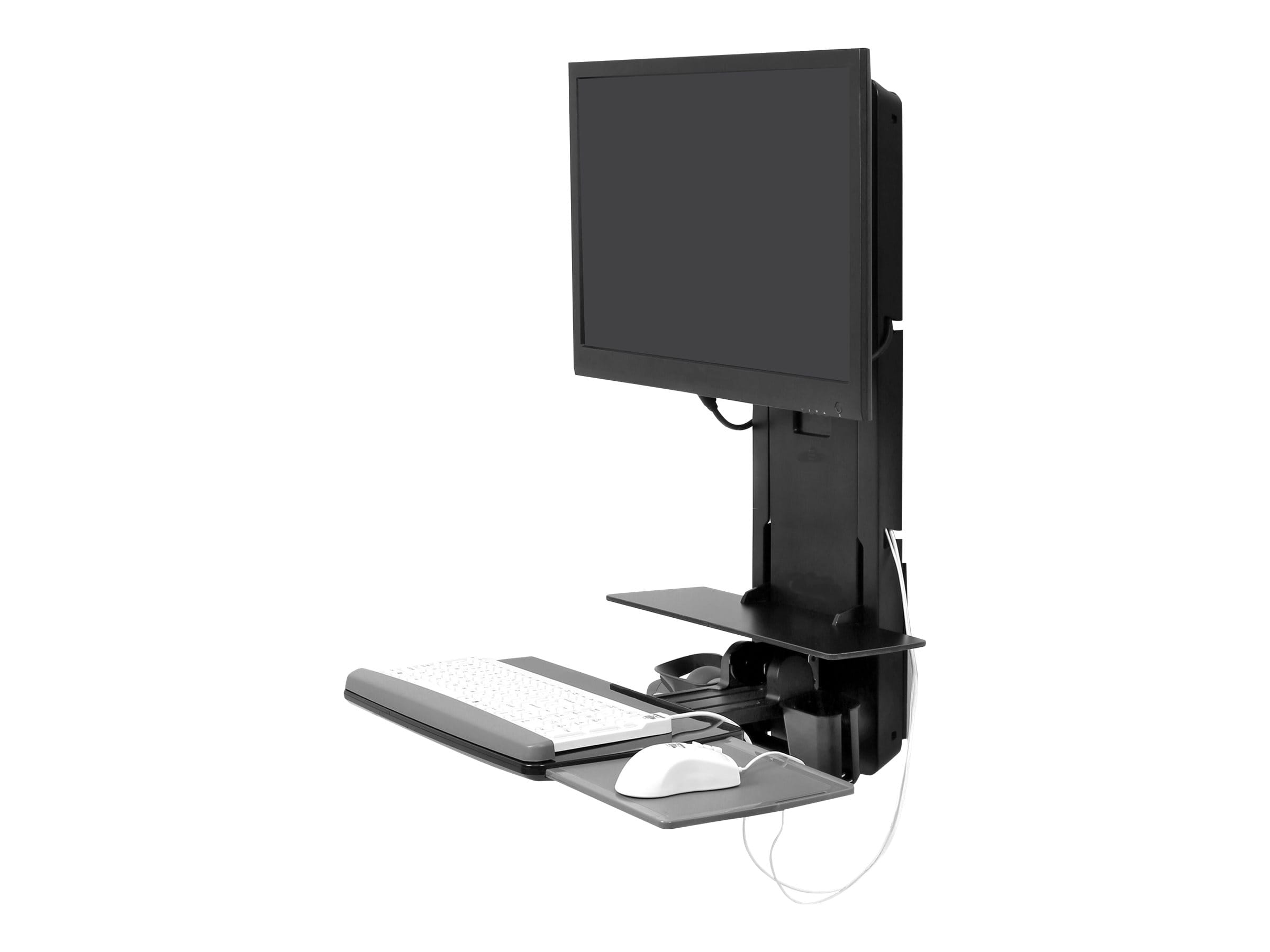 Ergotron Sit-Stand Vertical Lift, Patient Room - Befestigungskit (Handgelenkkissen, Maushalterung, vertikale Verstellschiene, Barcode-Scanner-Halter, Tastatur-Tablett, Monitorarm, Mausablage zum Herausziehen)