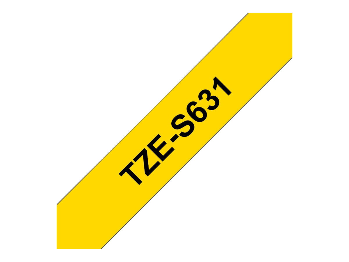 Brother TZe-S631 - Extrem stark haftend - Schwarz auf Gelb - Rolle (1,2 cm x 8 m)