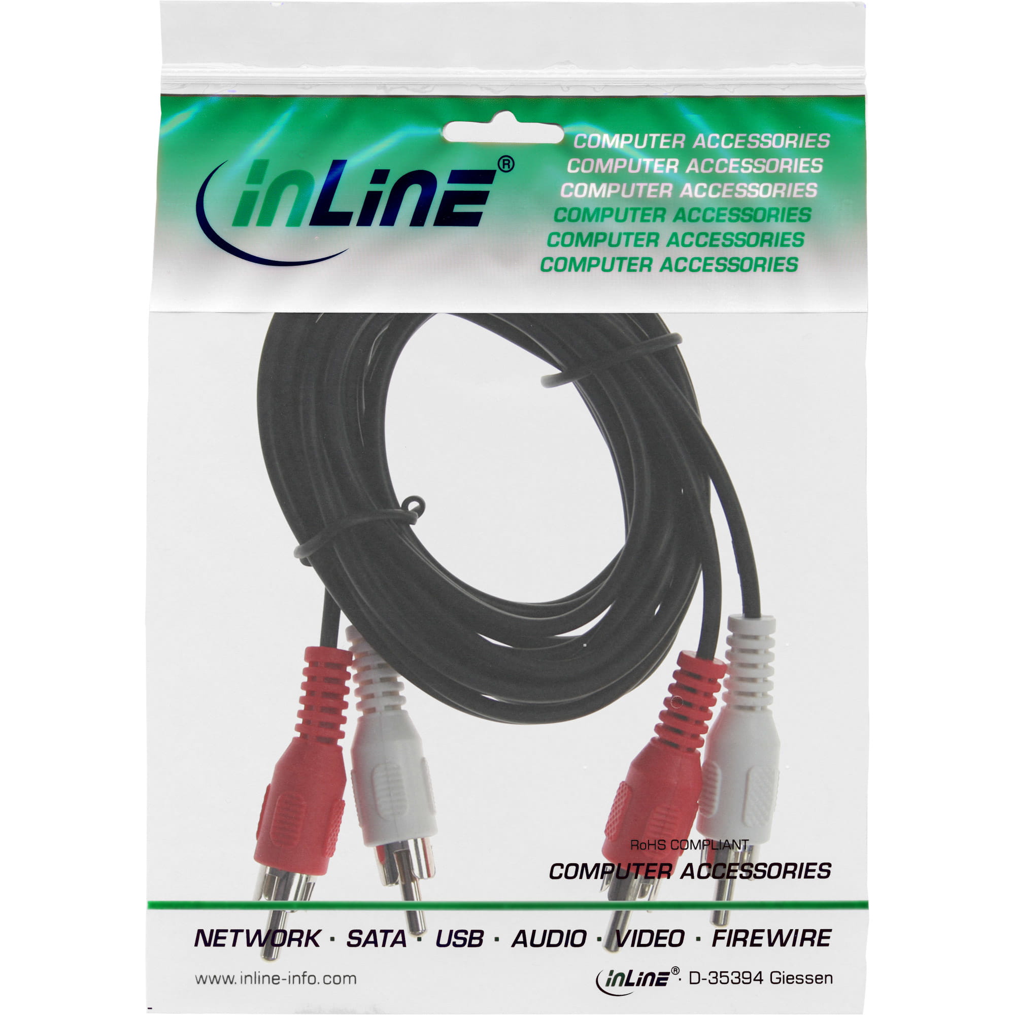InLine Cinch Kabel - 2x Cinch - Stecker / Stecker - 1m