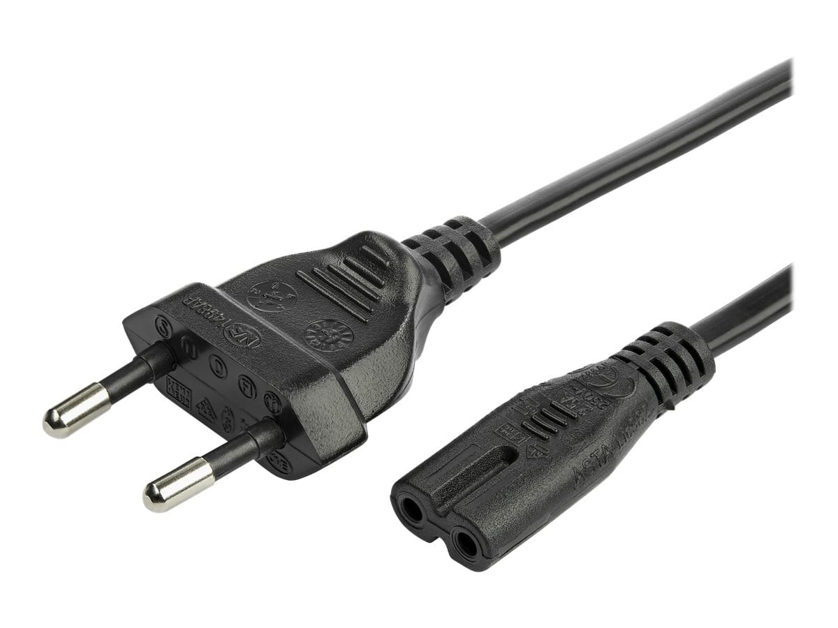 StarTech.com 2m (6ft) Laptop Power Cord, EU Plug to C7, 2.5A 250V, 18AWG, Notebook / Laptop Replacement AC Power Cord, Printer/Power Brick Cord, Europlug to IEC 60320 C7 - Laptop Charger Cable, Black (752E-2M-POWER-LEAD)