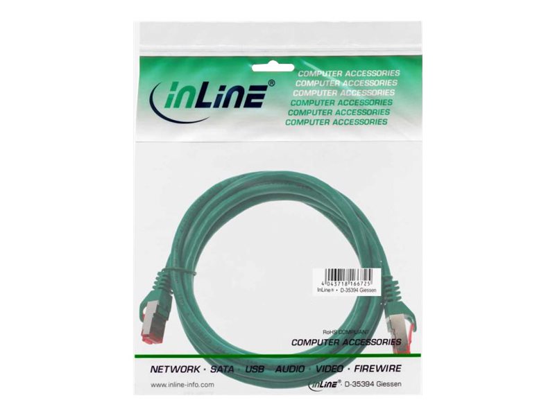 InLine Patchkabel - S/FTP (PiMf) - Cat.6 - 250MHz - PVC - CCA - grün - 1m