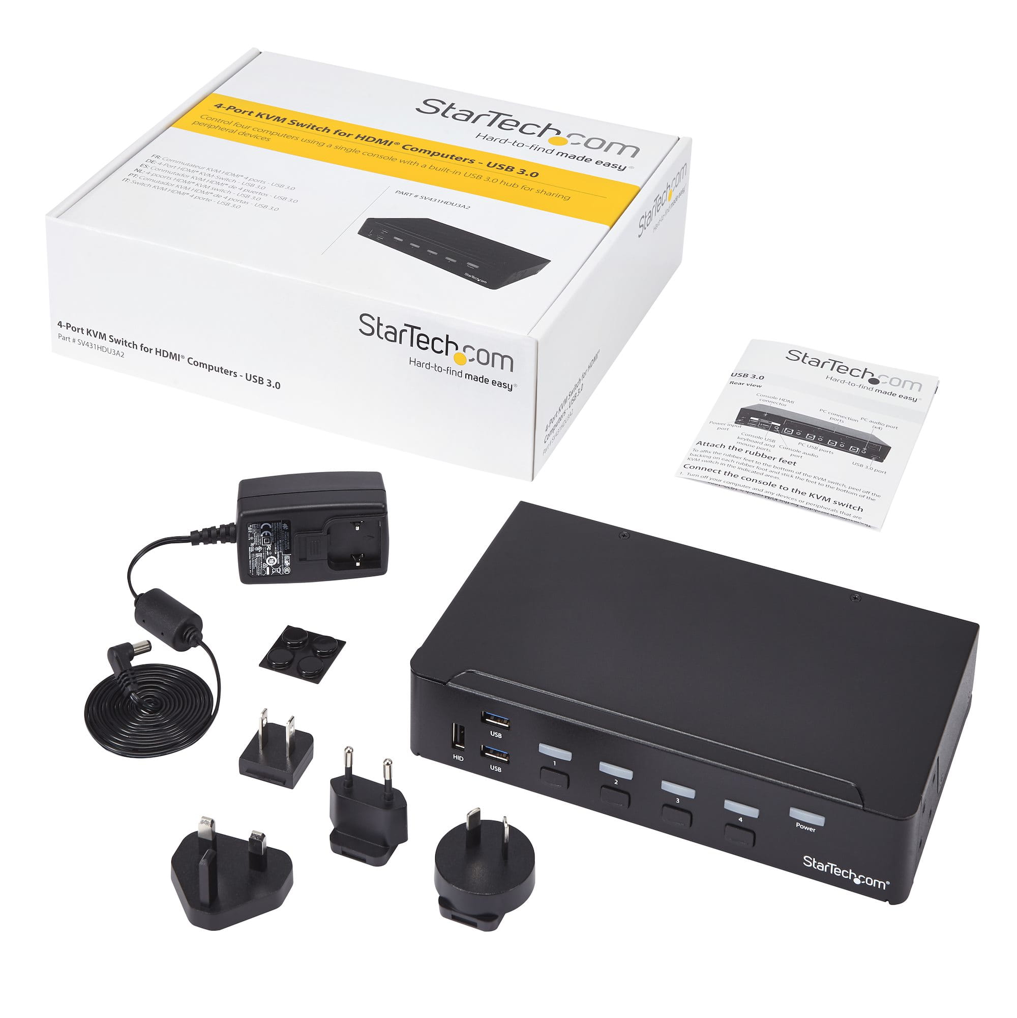 StarTech.com 4 Port HDMI KVM Switch - HDMI KVM Umschalter mit USB 3.0 Hub