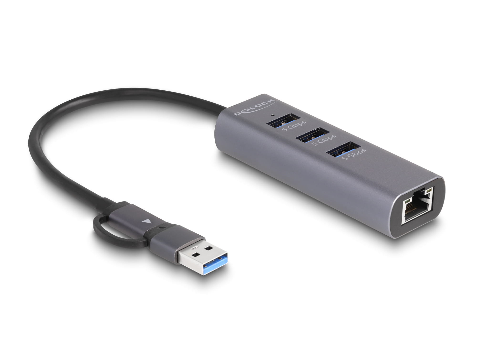 Delock Hub - 5 Gbps, with USB Type-C or USB Type-A connector, in metal case