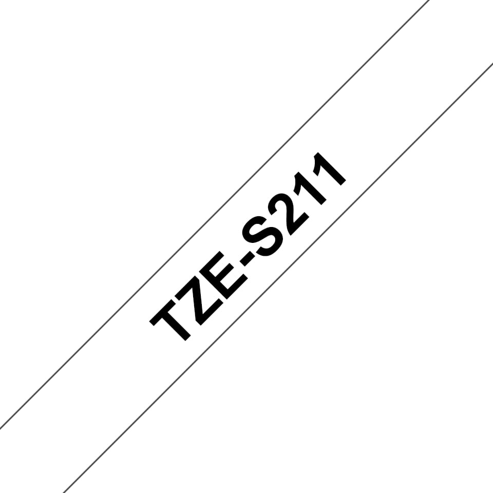 Brother TZe-S211 - Extrem stark haftend - Schwarz auf Weiß - Rolle (0,6 cm x 8 m)