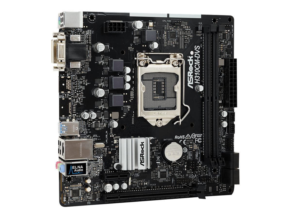 ASRock H310CM-DVS - Motherboard - micro ATX - LGA1151 Socket - H310 Chipsatz - USB 3.1 Gen 1 - Gigabit LAN - Onboard-Grafik (CPU erforderlich)