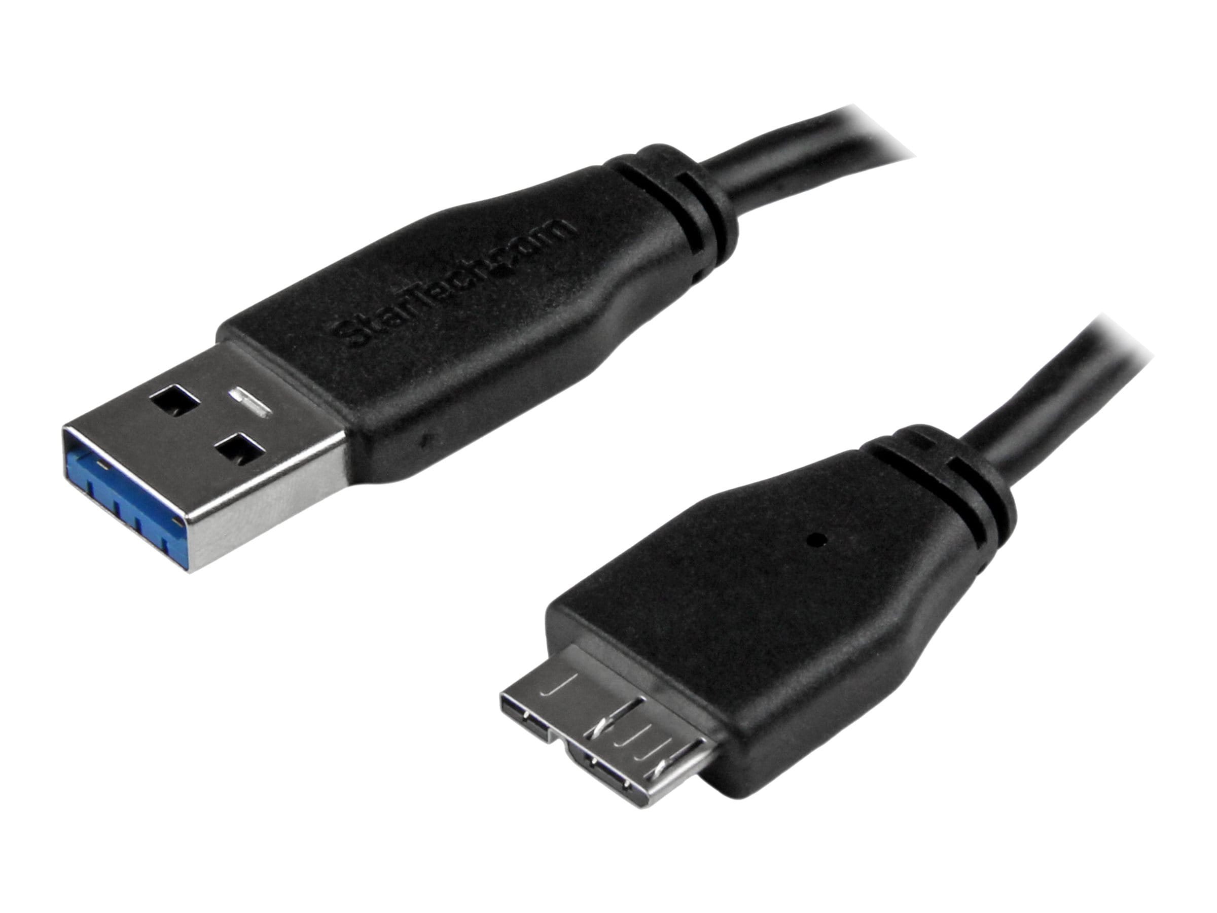 StarTech.com 50cm schlankes SuperSpeed USB 3.0 A auf Micro B Kabel - St/St - USB 3.0 Anschlusskabel - Schwarz - USB-Kabel - Micro-USB Typ B (M)