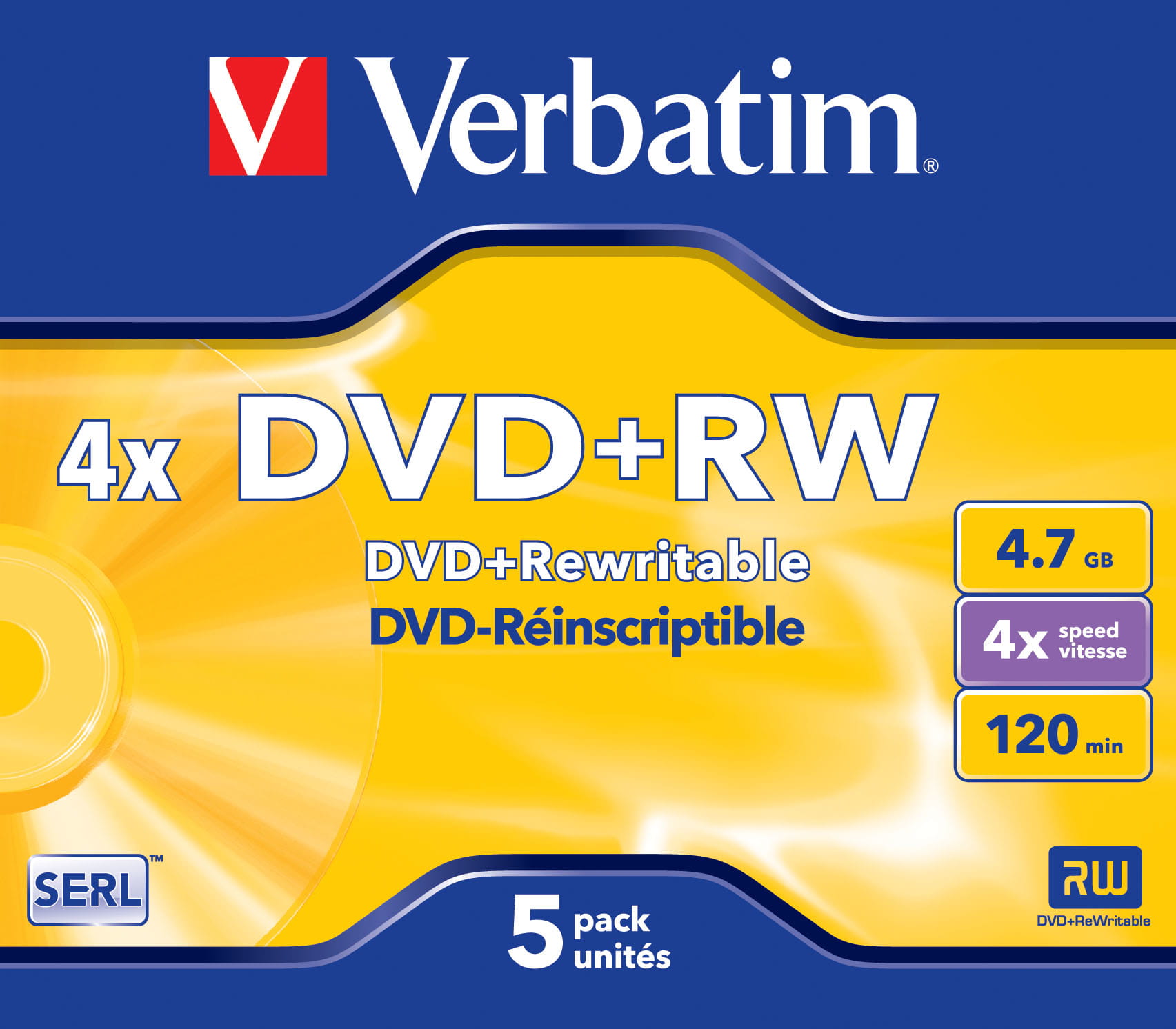 Verbatim DataLifePlus - 5 x DVD+RW - 4.7 GB 4x - Jewel Case (Schachtel)
