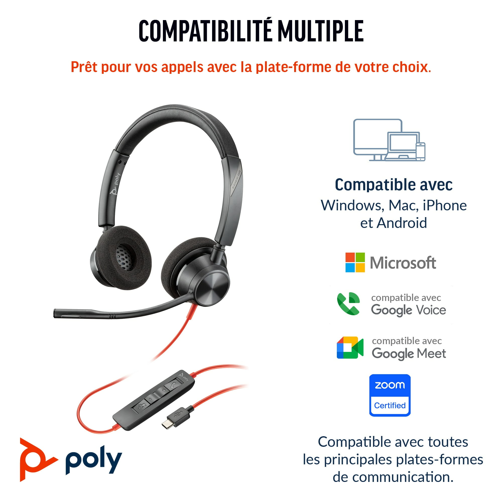 HP Poly Blackwire 3320 - Blackwire 3300 series - Headset