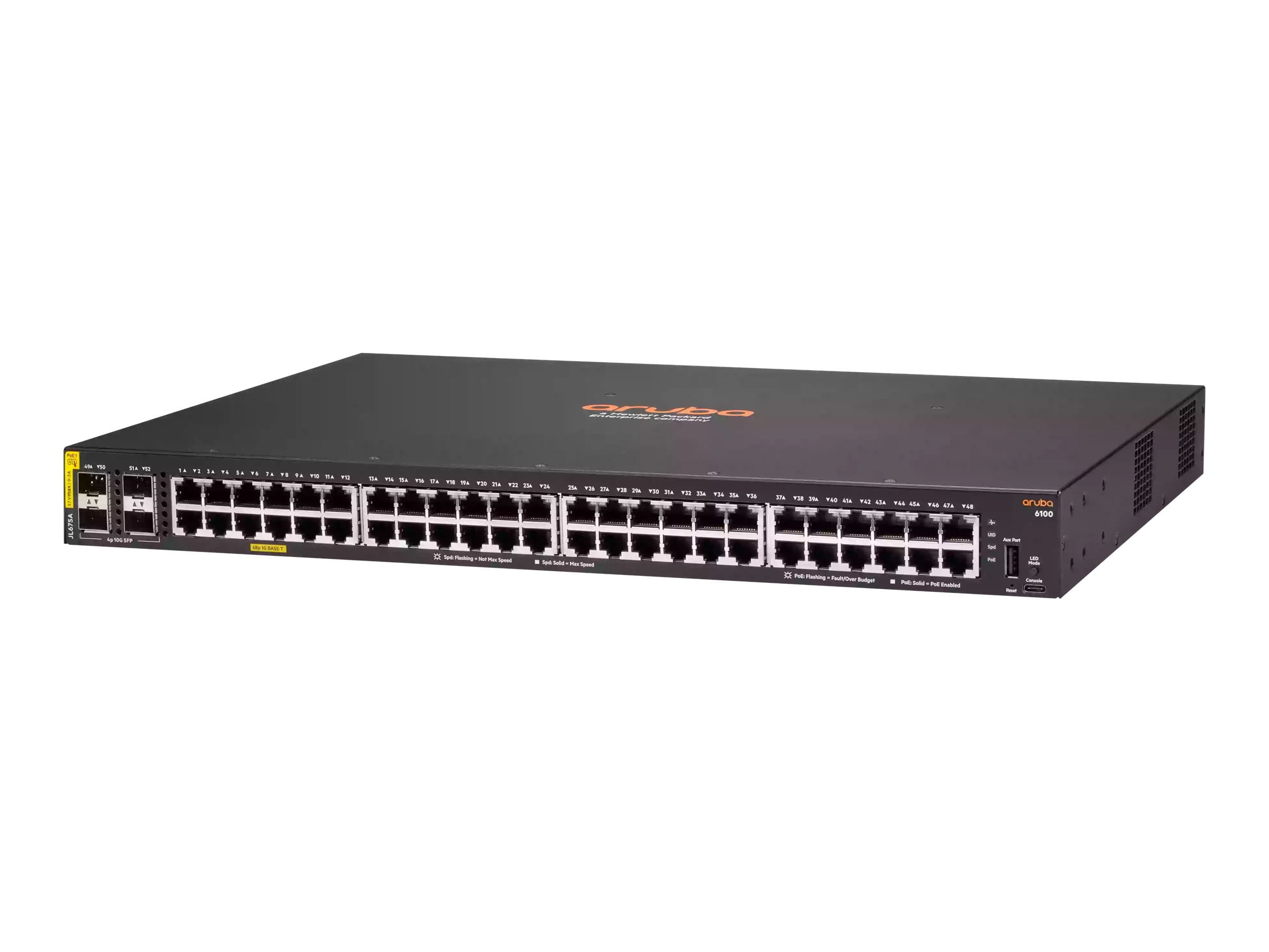 HPE Aruba 6100 48G Class4 PoE 4SFP+ 370W Switch - Switch - managed - 48 x 10/100/1000 (PoE+)