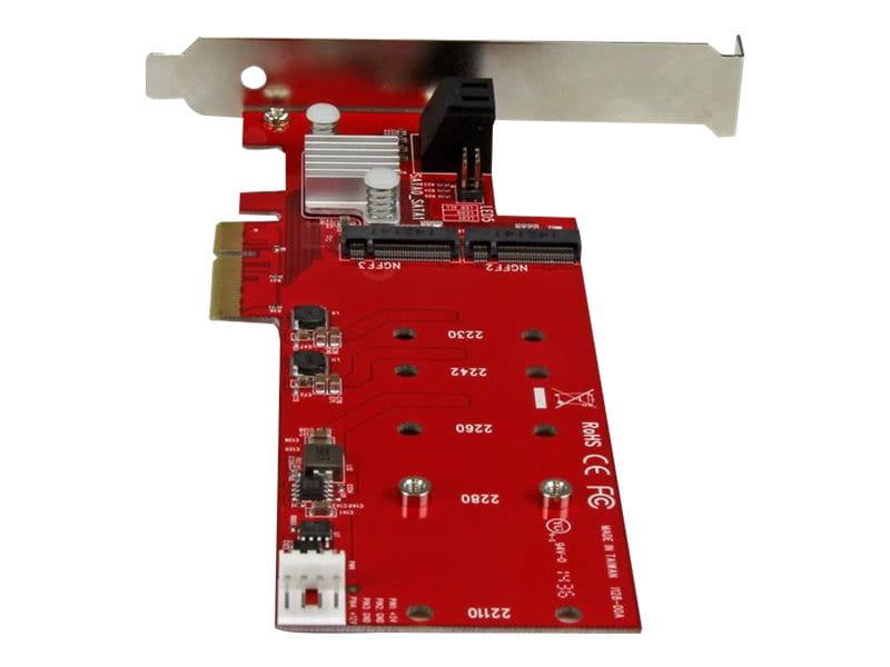 StarTech.com 2x M.2 NGFF SSD RAID Karte plus 2x SATA III Ports - PCIe - 2-fach M.2 RAID Controllerkarte plus zwei SATA Anschlüsse - Speichercontroller (RAID)