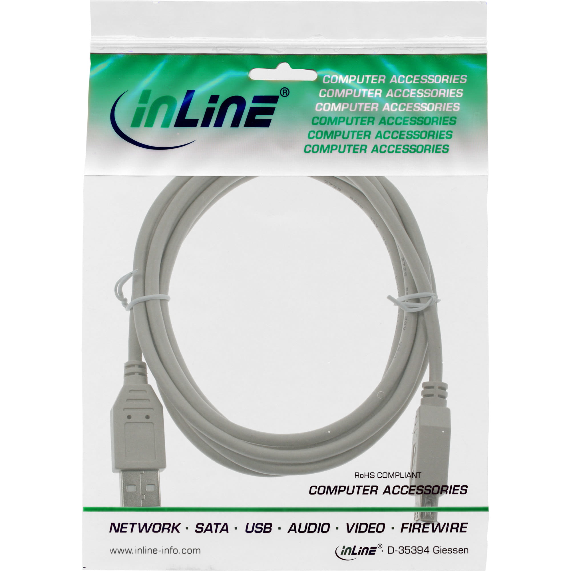 InLine USB 2.0 Verlängerung - Stecker / Buchse - Typ A - beige - 0,3m