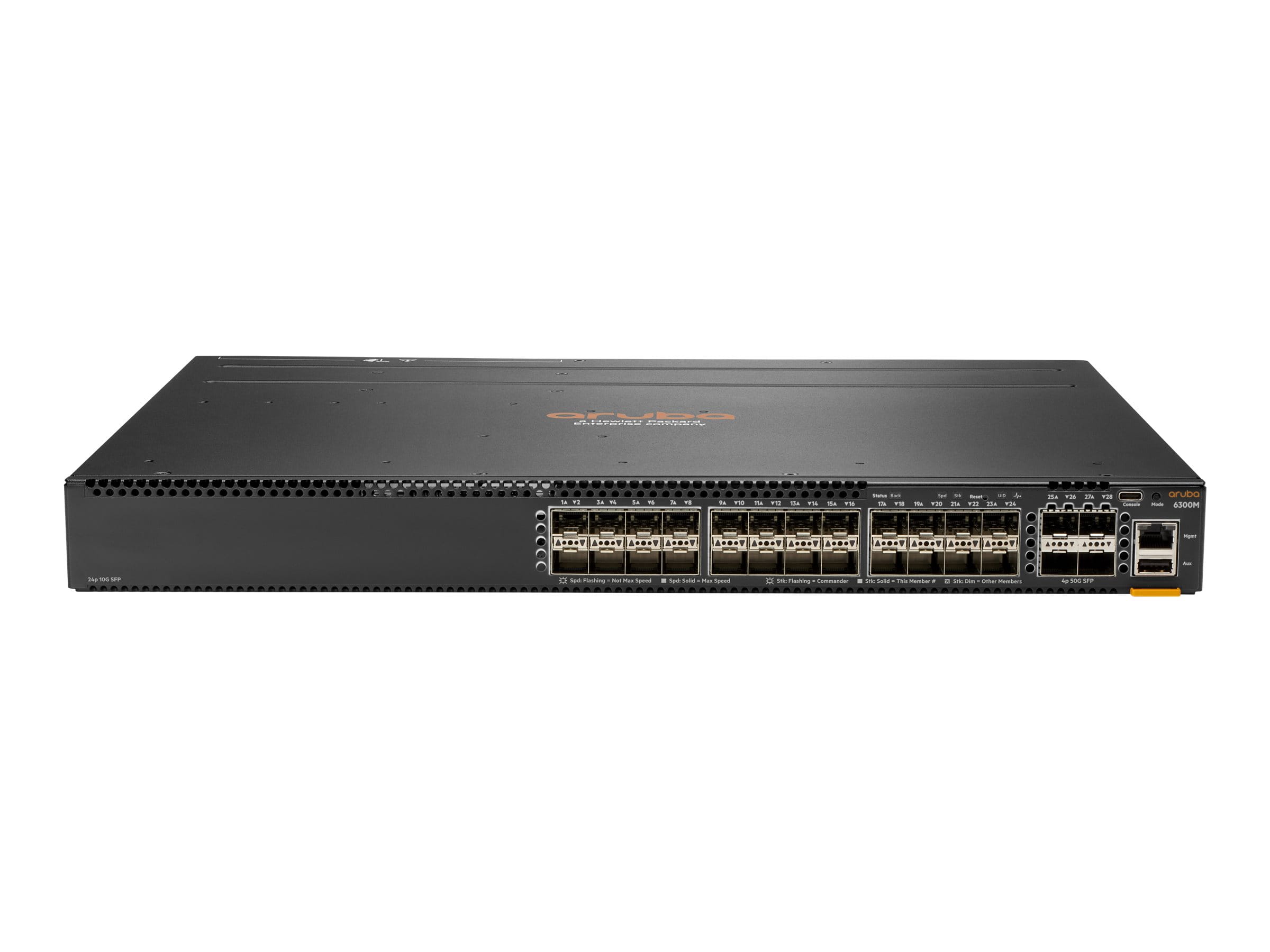 HPE Aruba 6300M - Switch - L3 - managed - 24 x 1 Gigabit / 10 Gigabit SFP+ + 4 x 1 Gigabit / 10 Gigabit / 25 Gigabit / 50 Gigabit SFP56 (Uplink / Stacking)