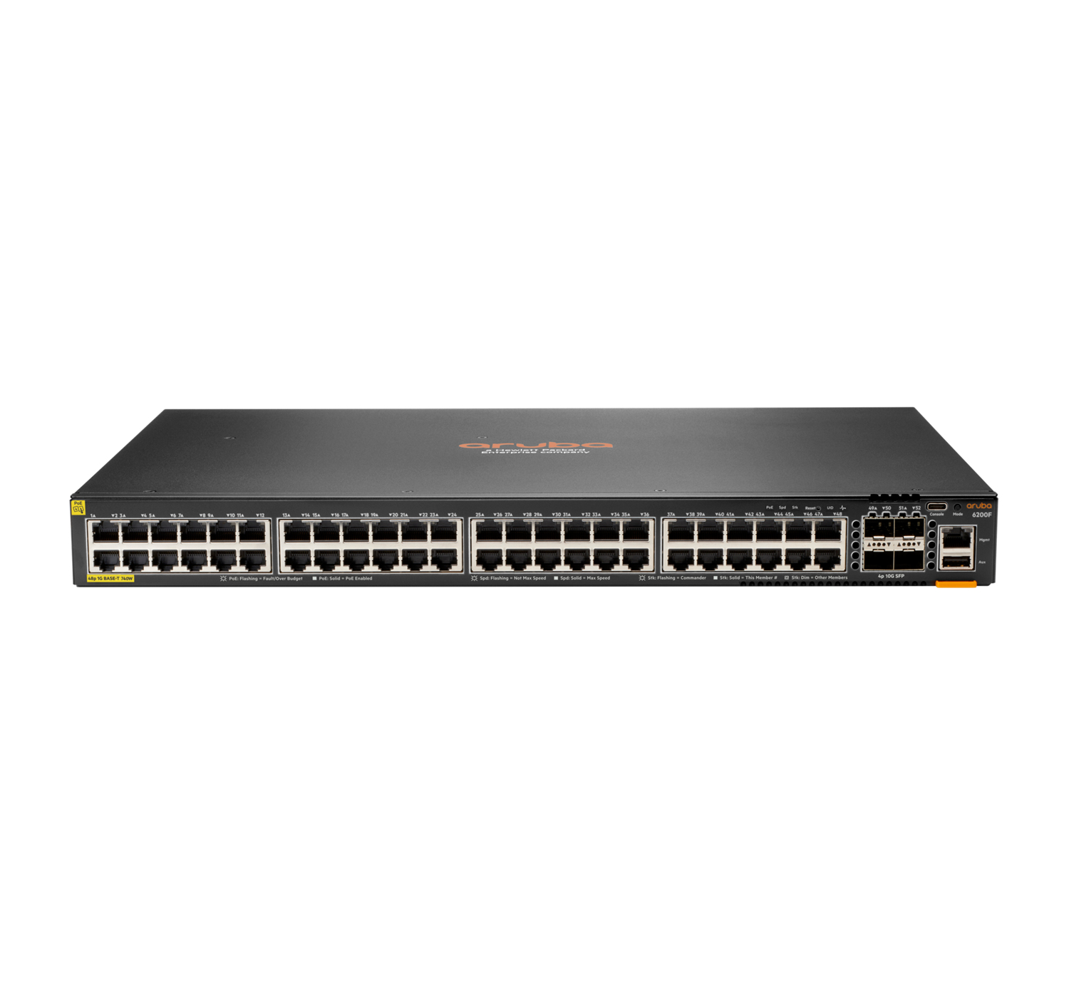 HPE Aruba Networking CX 6200F 48G Class 4 PoE 4SFP 740W Switch - Switch - max. Stapelentfernung 10 km - L3 - managed - 48 x 10/100/1000 (PoE+)