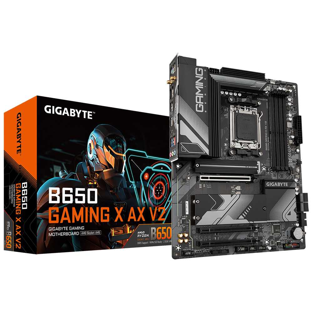 Gigabyte B650 GAMING X AX V2 - 1.X - Motherboard - ATX - Socket AM5 - AMD B650 Chipsatz - USB-C 3.2 Gen2, USB 3.2 Gen 2, USB 3.2 Gen 1, USB-C 3.2 Gen 2x2 - 2.5 Gigabit LAN, Wi-Fi 6E, Bluetooth - Onboard-Grafik (CPU erforderlich)