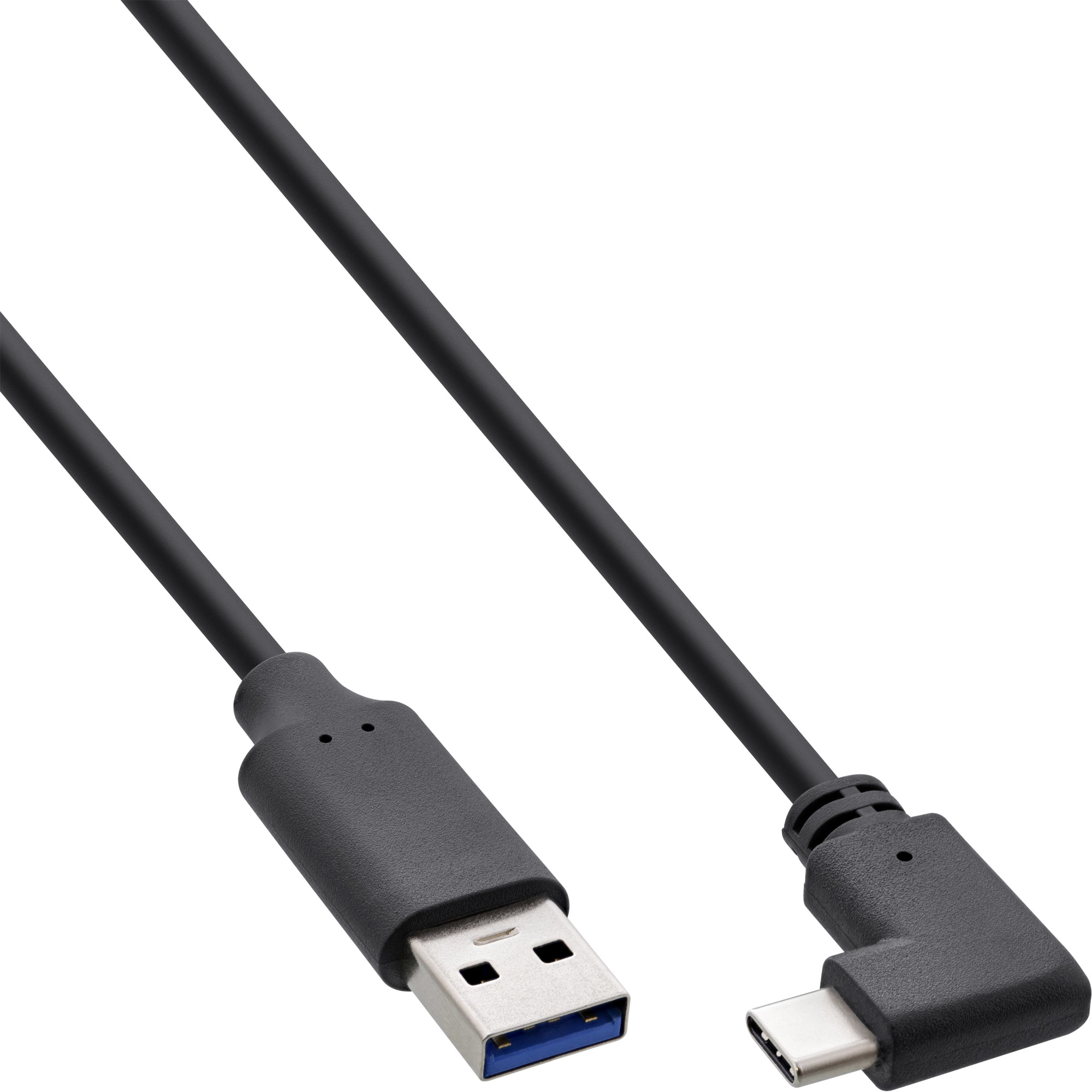 InLine USB 3.2 Kabel - USB-C Stecker gewinkelt an A Stecker - schwarz - 0,3m