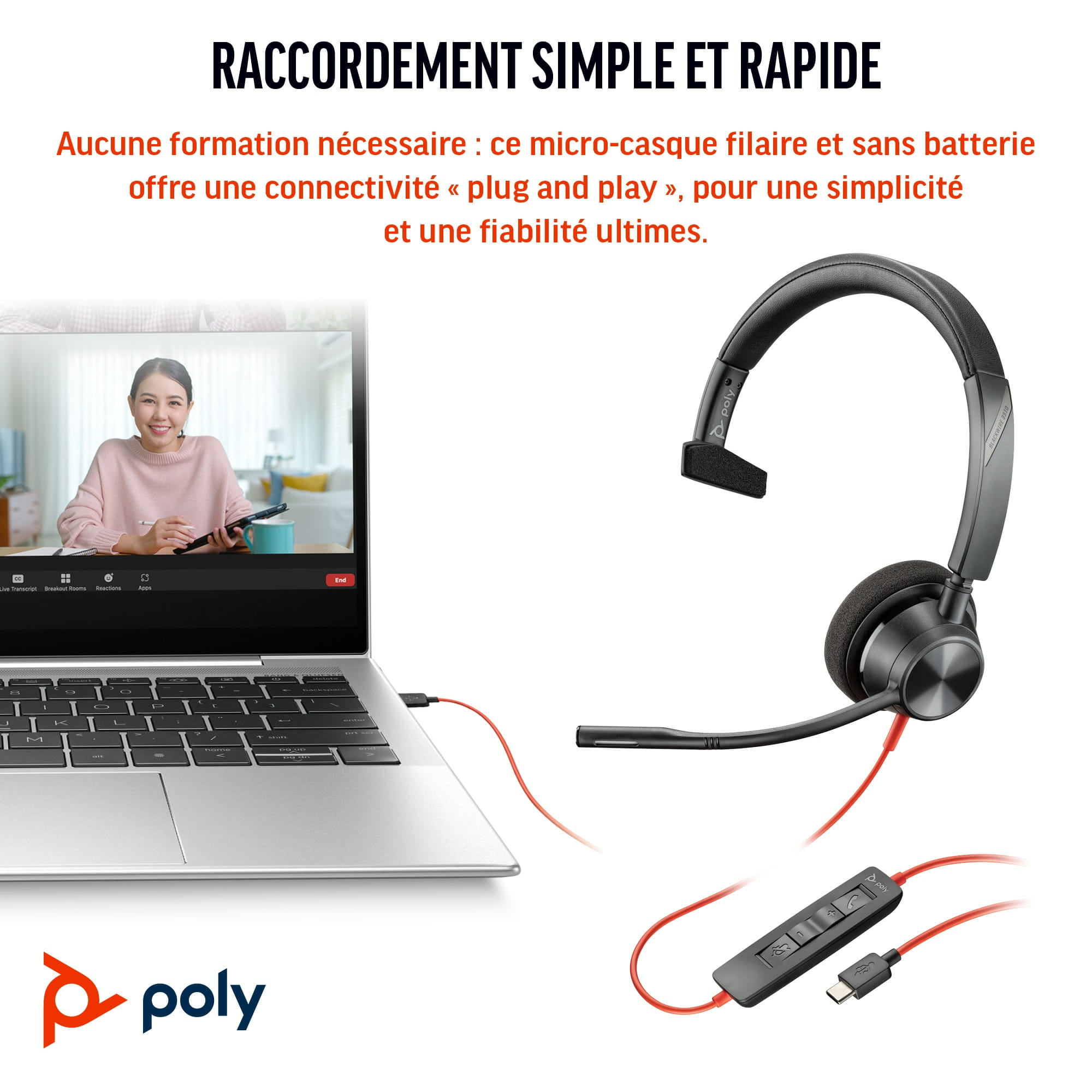 HP Poly Blackwire 3310 - Blackwire 3300 series - Headset HP Poly Blackwire 3310 - Blackwire 3300 series - Headset