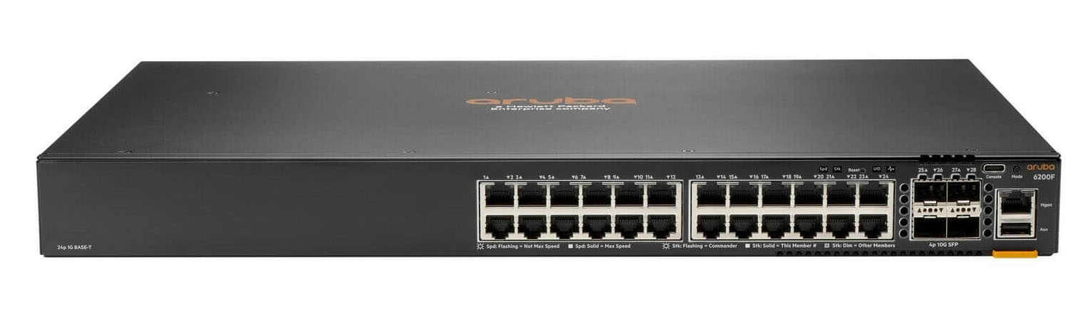 HPE Aruba 6200F 24G Class4 PoE 4SFP+ 370W Switch - Switch - max. Stapelentfernung 10 km - L3 - managed - 24 x 10/100/1000 (PoE+)