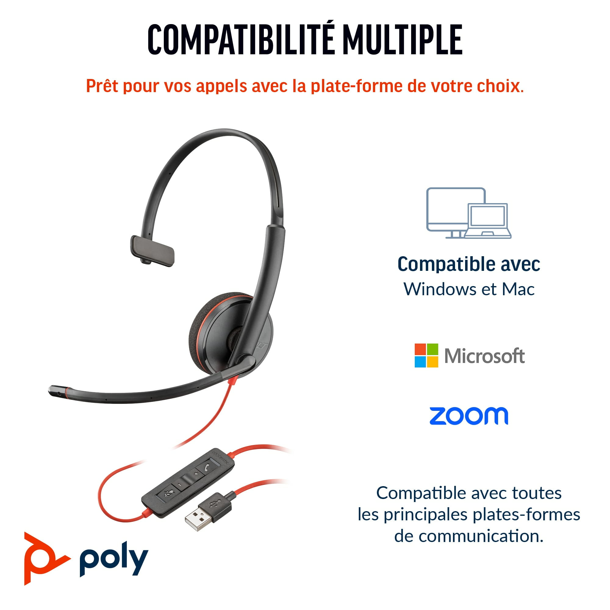 HP Poly Blackwire 3210 - Blackwire 3200 Series - Headset HP Poly Blackwire 3210 - Blackwire 3200 Series - Headset