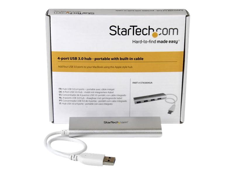 StarTech.com 4 Port kompakter USB 3.0 Hub mit eingebautem Kabel