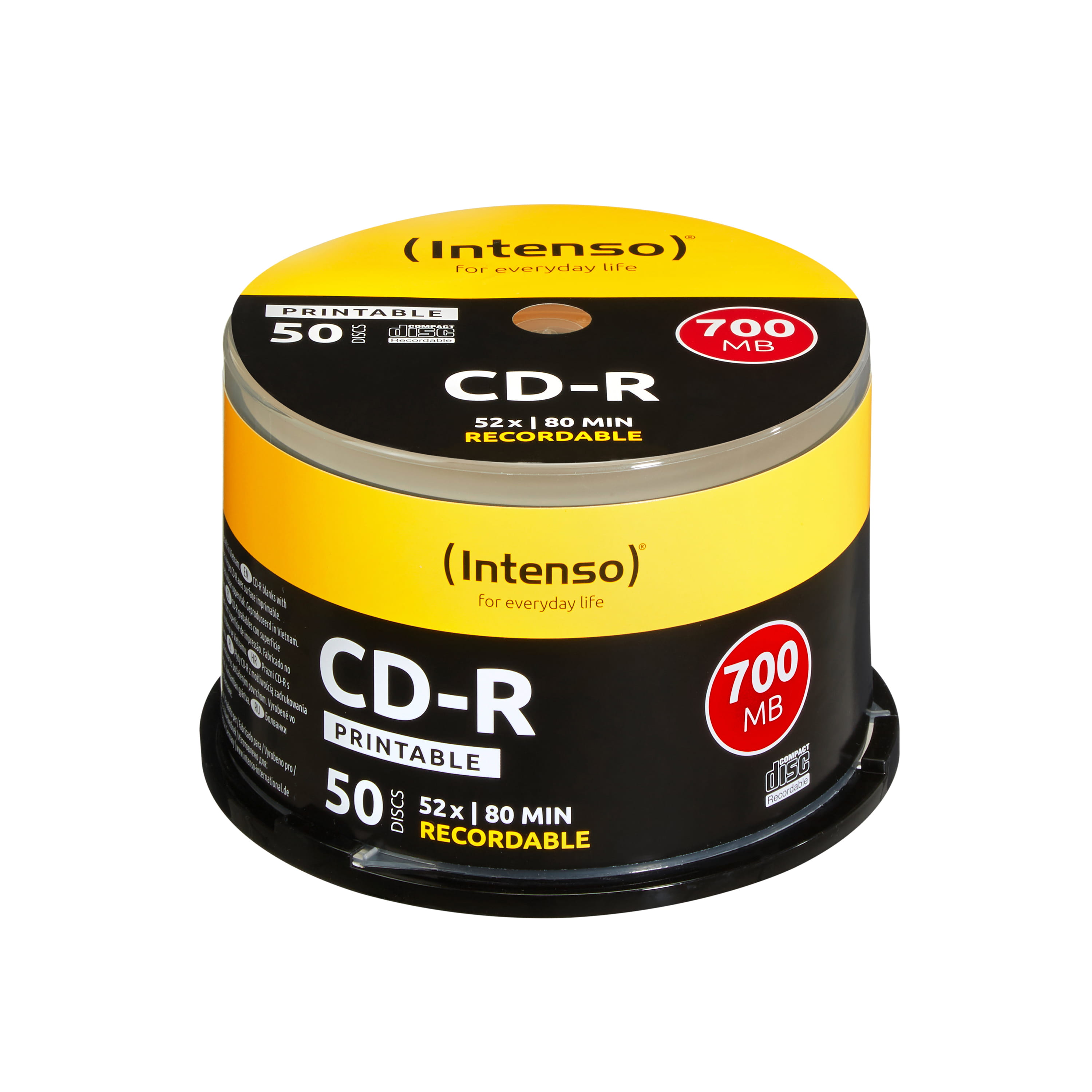 Intenso 50 x CD-R - 700 MB (80 Min) 52x - mit Tintenstrahldrucker bedruckbare Oberfläche