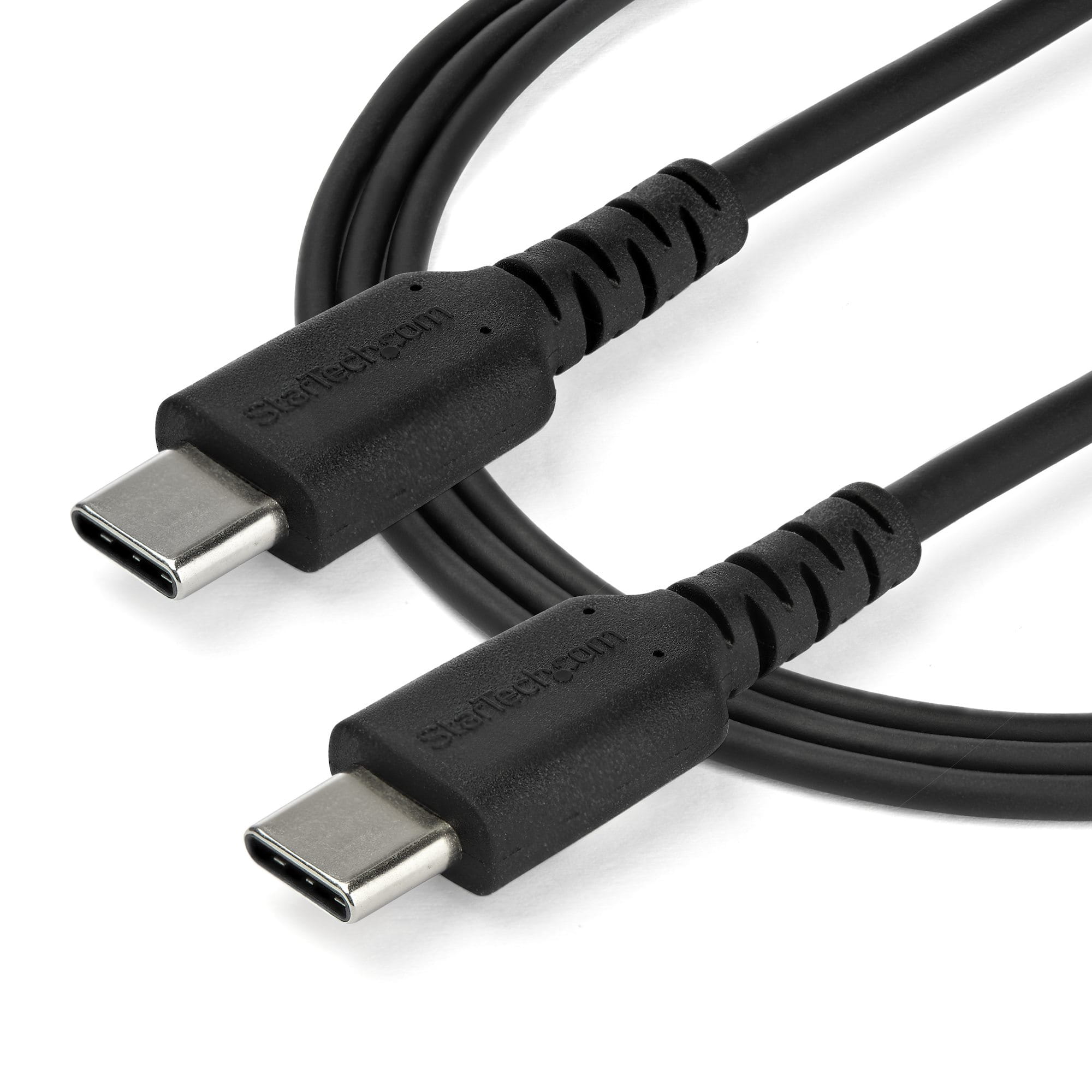 StarTech.com 1m USB-C Ladekabel - Langlebiges USB 2.0 Typ C zu USB C Datenübertragungs-/Schnellladekabel - TPE Mantel Aramidfaser M/M 60W Schwarz - Samsung S10 S20 iPad Pro MS Surface (RUSB2AC1MB)