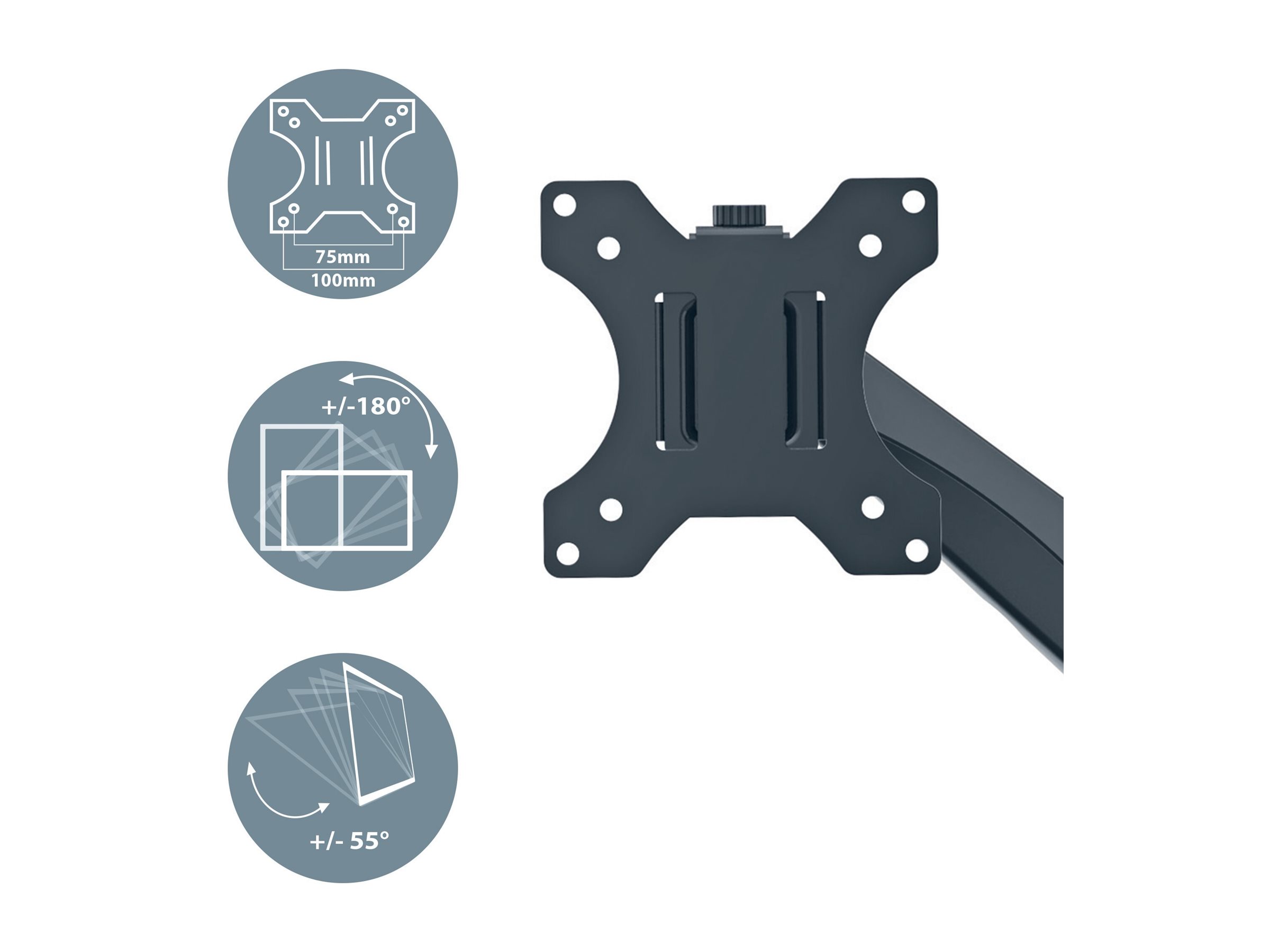 Esselte Leitz Ergo - Befestigungskit (spring-assisted dual arm) - für 2 LCD-Displays - space saving - Metall - Dunkelgrau - Bildschirmgröße: 43.2-81.3 cm (17"-32")