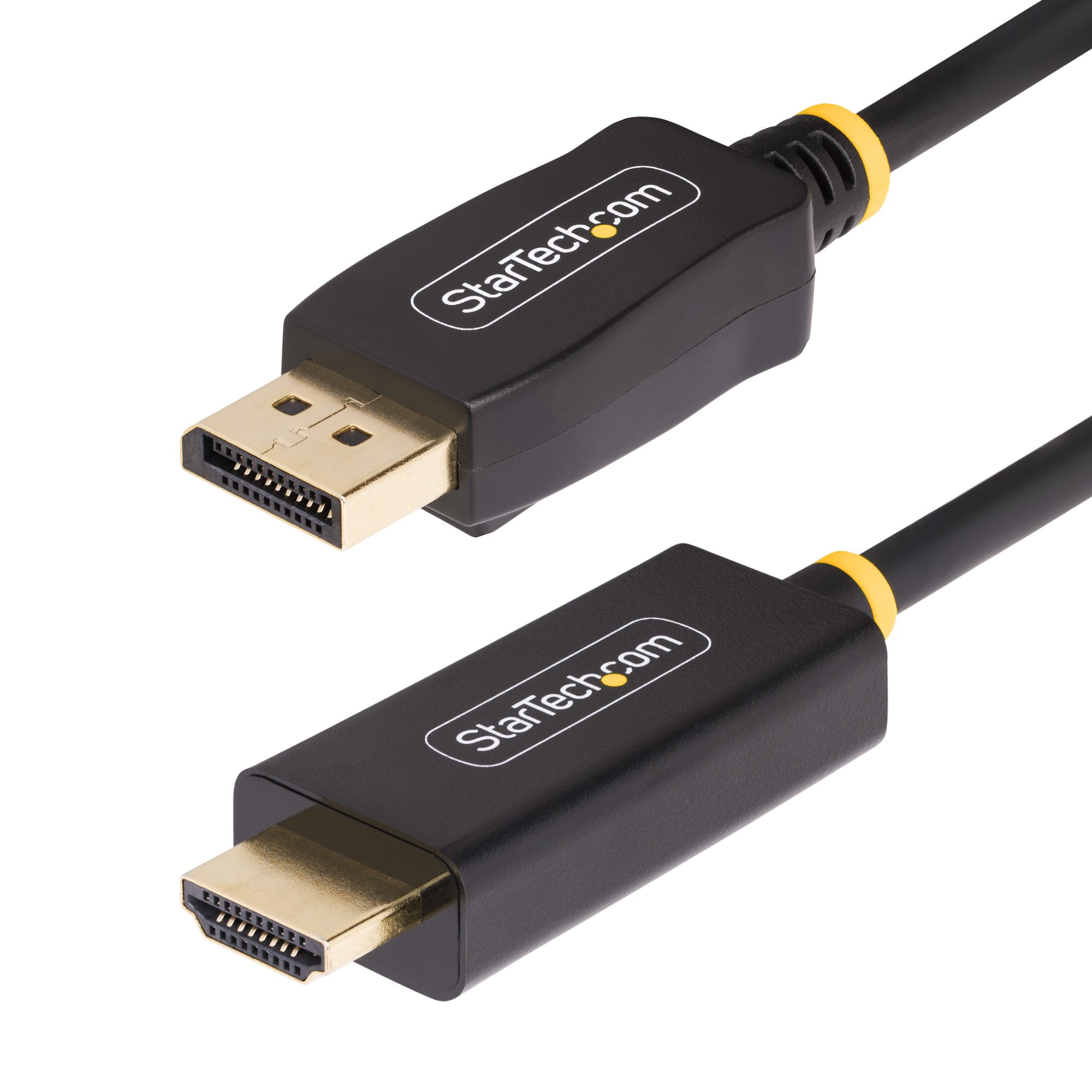 StarTech.com 3.3ft (1m) DisplayPort to HDMI Adapter Cable, 4K 60Hz with HDR, DP to HDMI 2.0b, Active Video Converter, DisplayPort Desktop to HDMI Monitor, M/M - DisplayPort to HDMI Cord (3F-DP-HDMI-4K60-HDR)