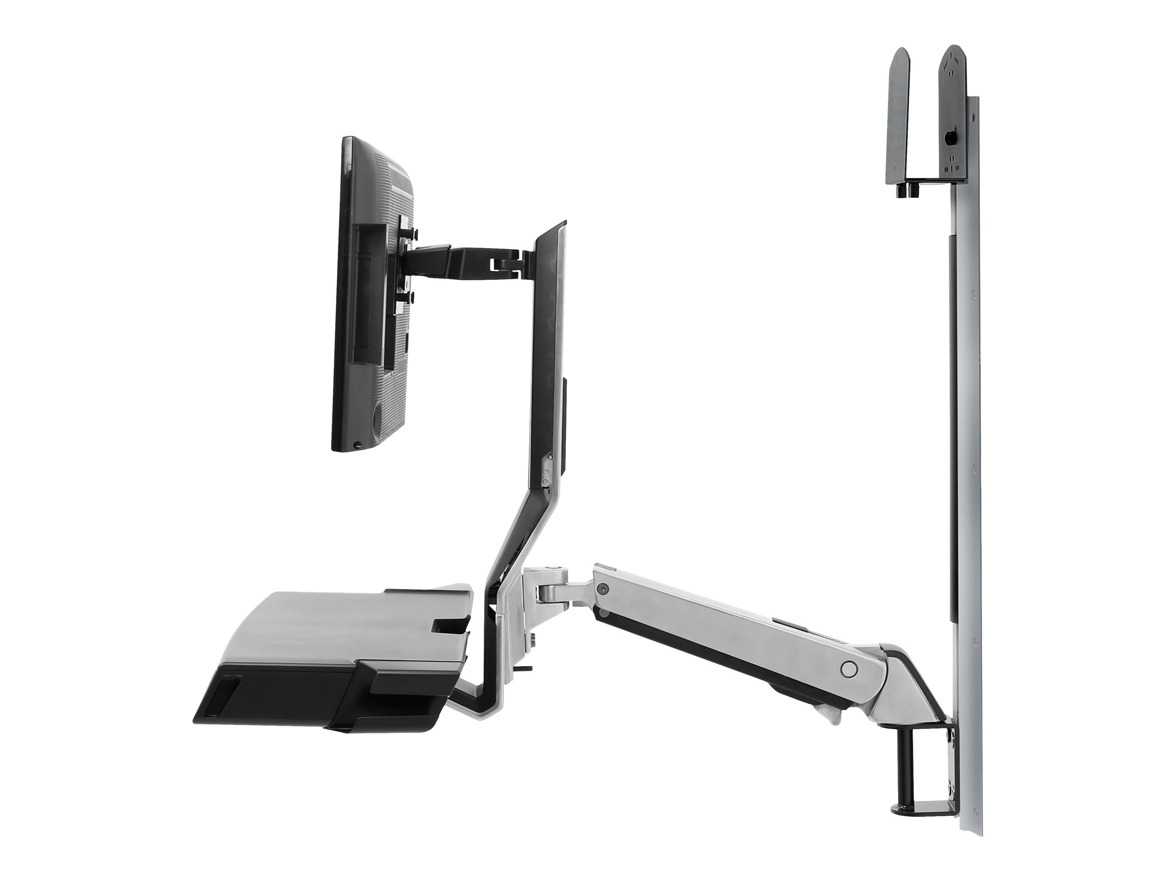 Ergotron SV Combo System with Worksurface & Pan, Small CPU Holder - Befestigungskit (CPU-Halter, Handgelenkkissen, Wandmontagehalterung, Schienenmontage Halterungsset, Mausablage zum Herausziehen, Monitorhalterung, Ablage für Barcode-Scanner und Maus, C