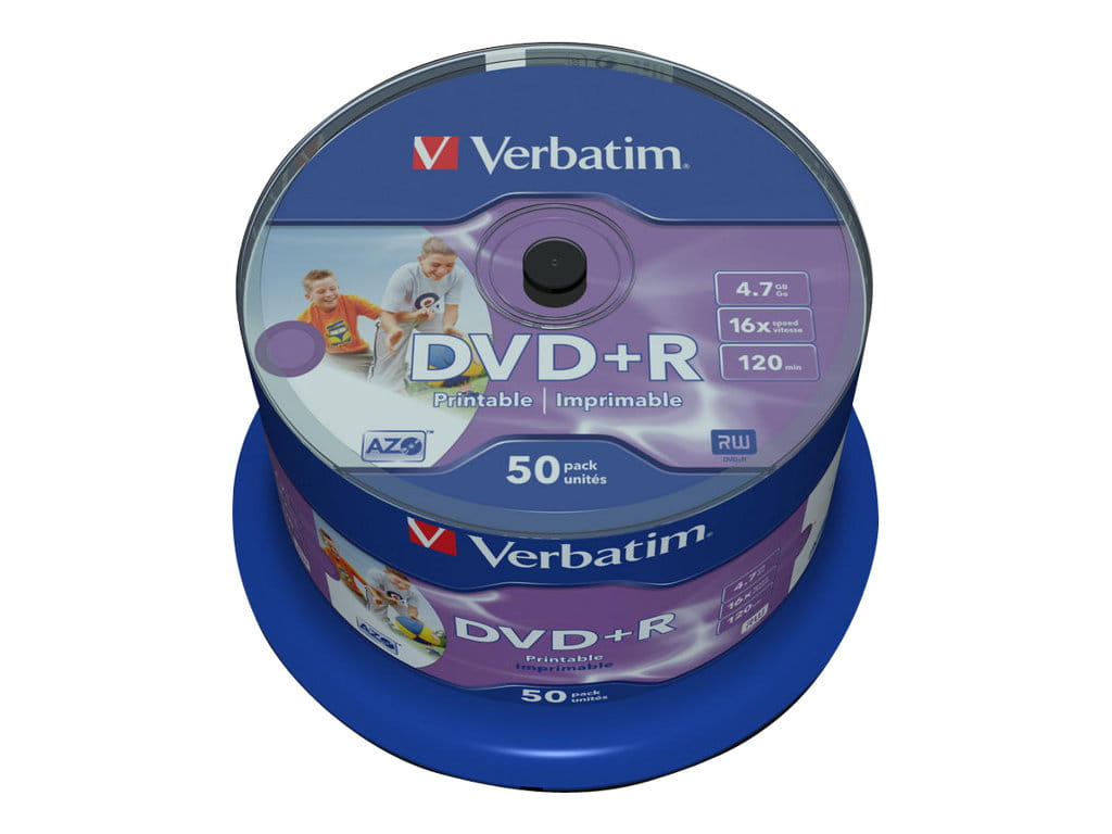 Verbatim 50 x DVD+R - 4.7 GB 16x - Bedruckbarer Innenring, in Fotoqualität bedruckbare Oberfläche