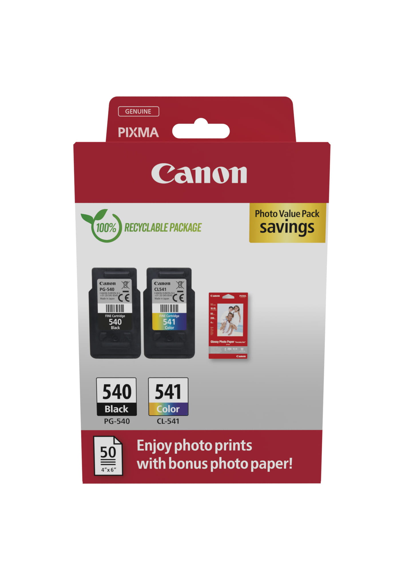 Canon PG-540/CL-541 Photo Paper Value Pack - 2er-Pack - Schwarz, Farbe (Cyan, Magenta, Gelb)