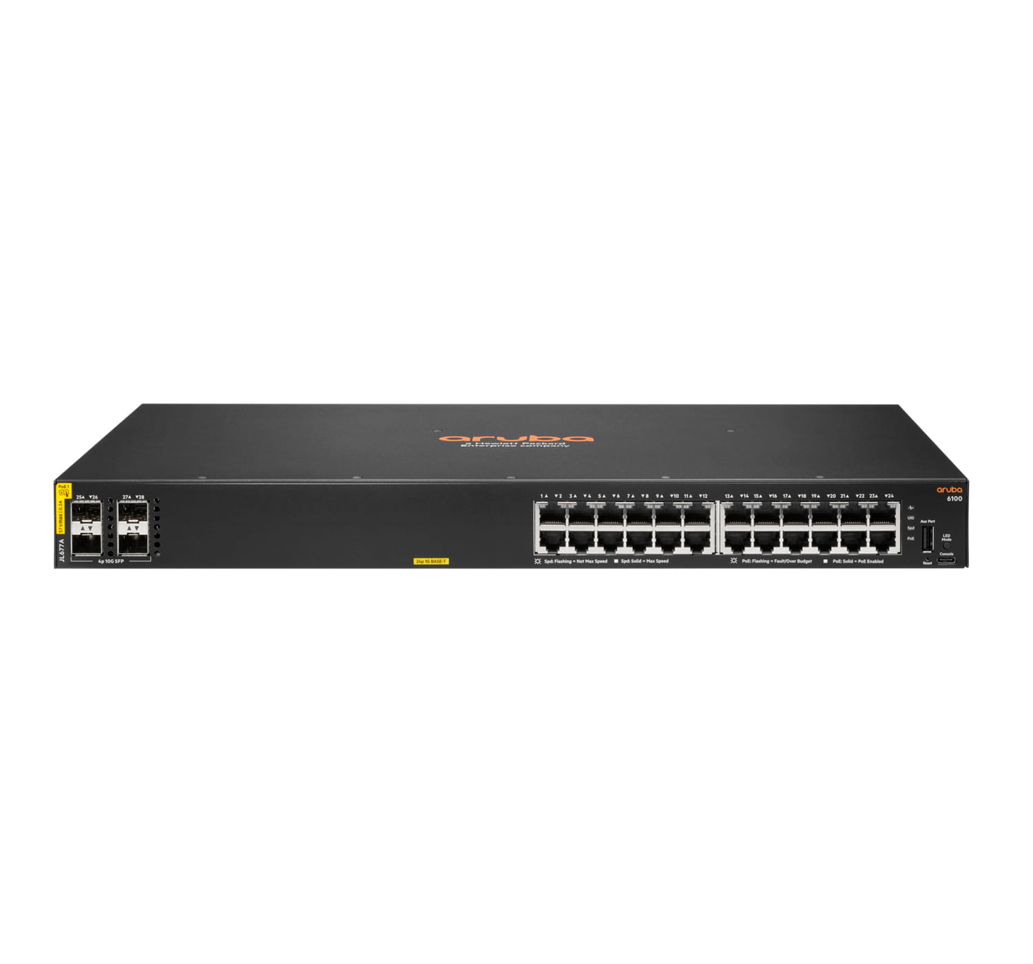 HPE Aruba 6100 24G Class4 PoE 4SFP+ - Switch - managed - 24 x 10/100/1000 (PoE+)